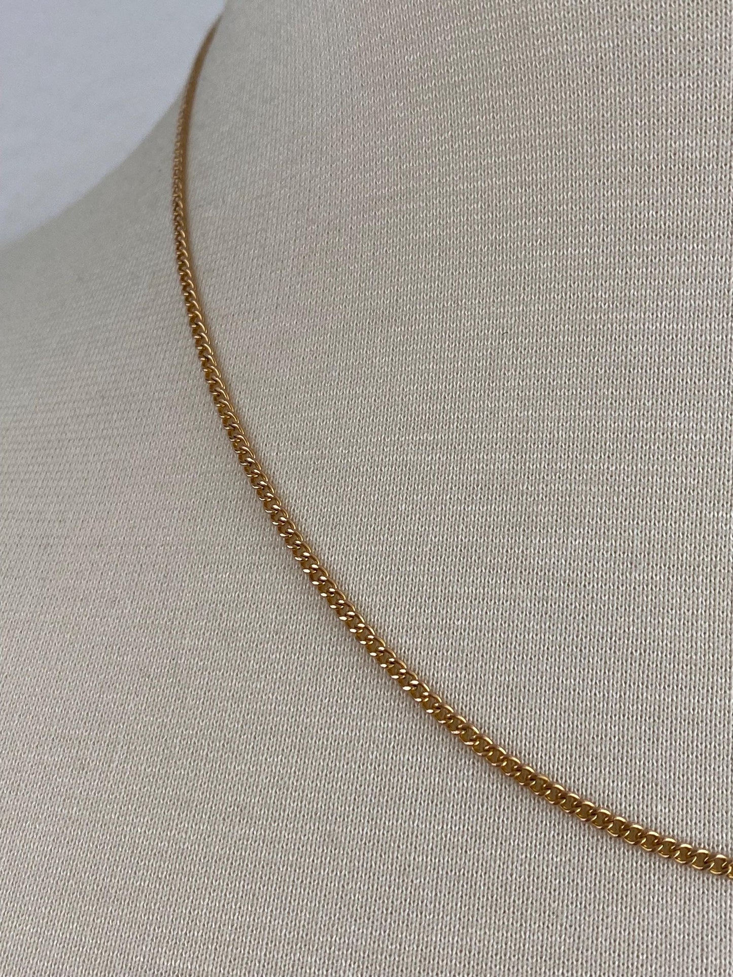 Vintage Solid 10k Yellow Gold Curb Chain Necklace - 17.75 inches