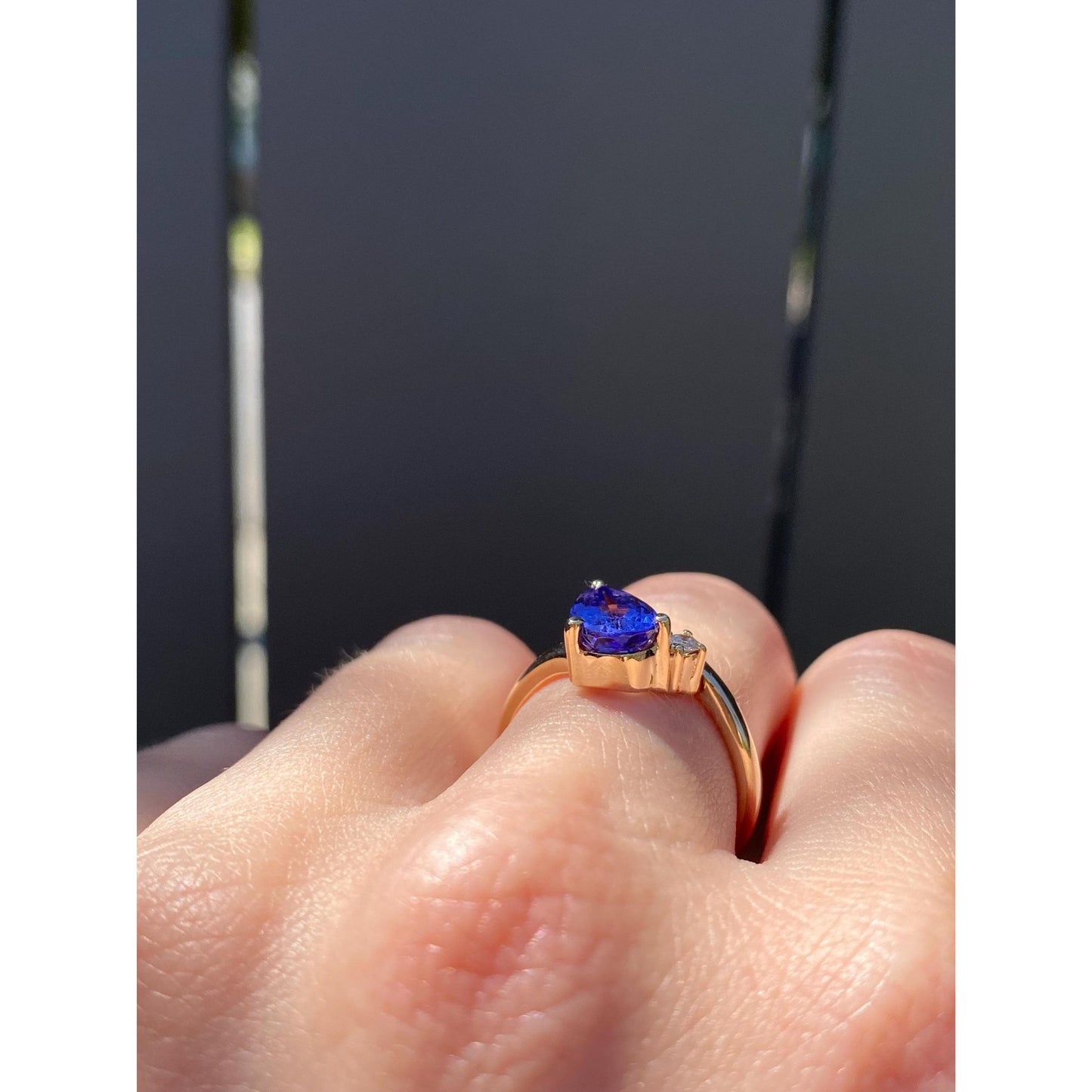 Solid 14k Yellow Gold Diamond Tanzanite Ring - Size 6.75