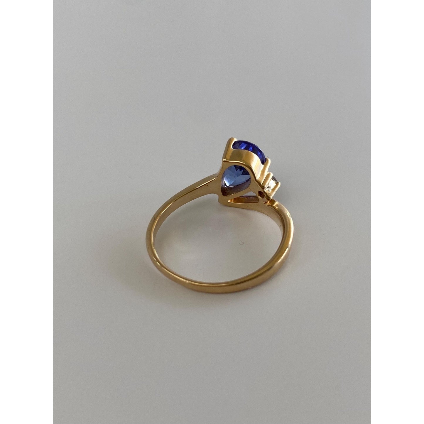 Solid 14k Yellow Gold Diamond Tanzanite Ring - Size 6.75