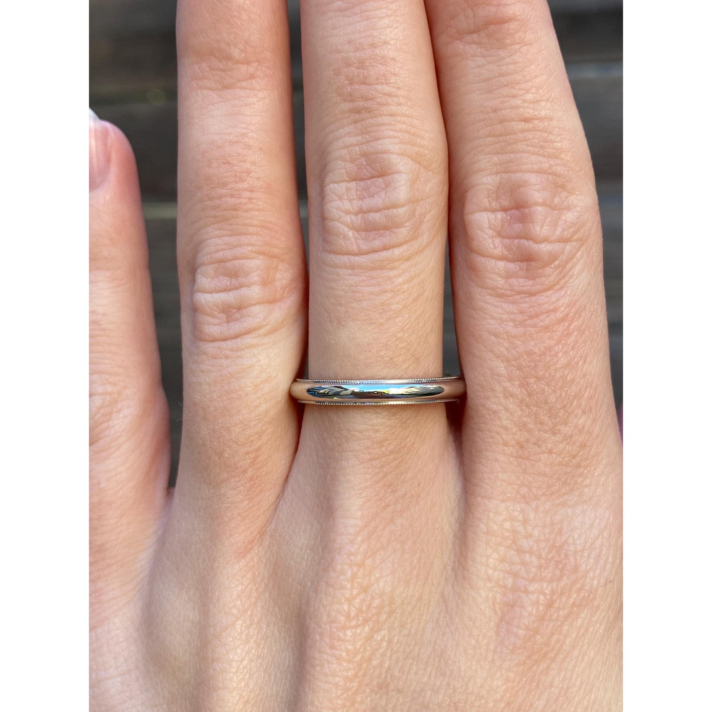 Vintage Solid 14k White Gold Milgrain Ring Band - Size 7.5