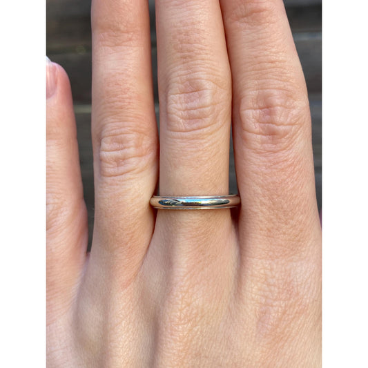 Vintage Solid 14k White Gold Milgrain Ring Band - Size 7.5