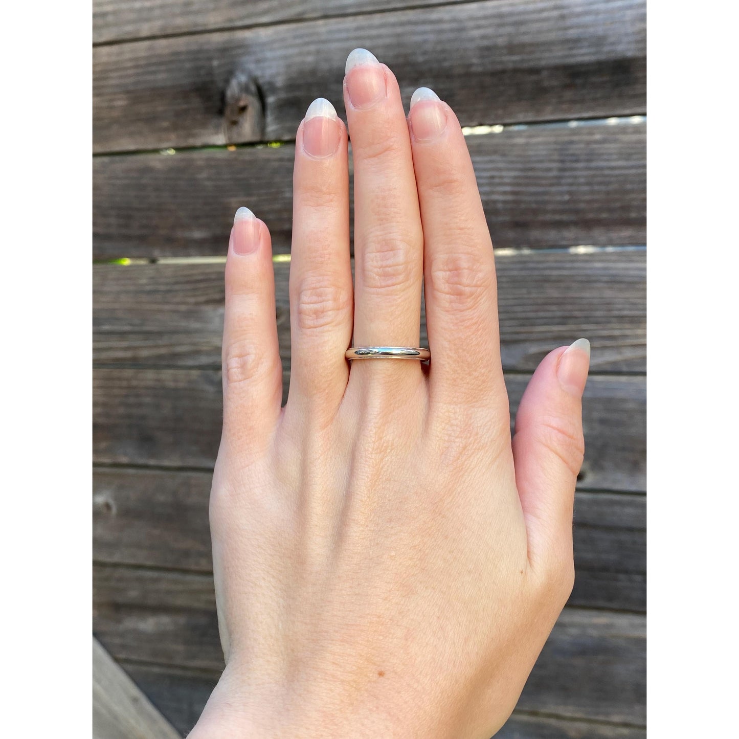 Vintage Solid 14k White Gold Milgrain Ring Band - Size 7.5