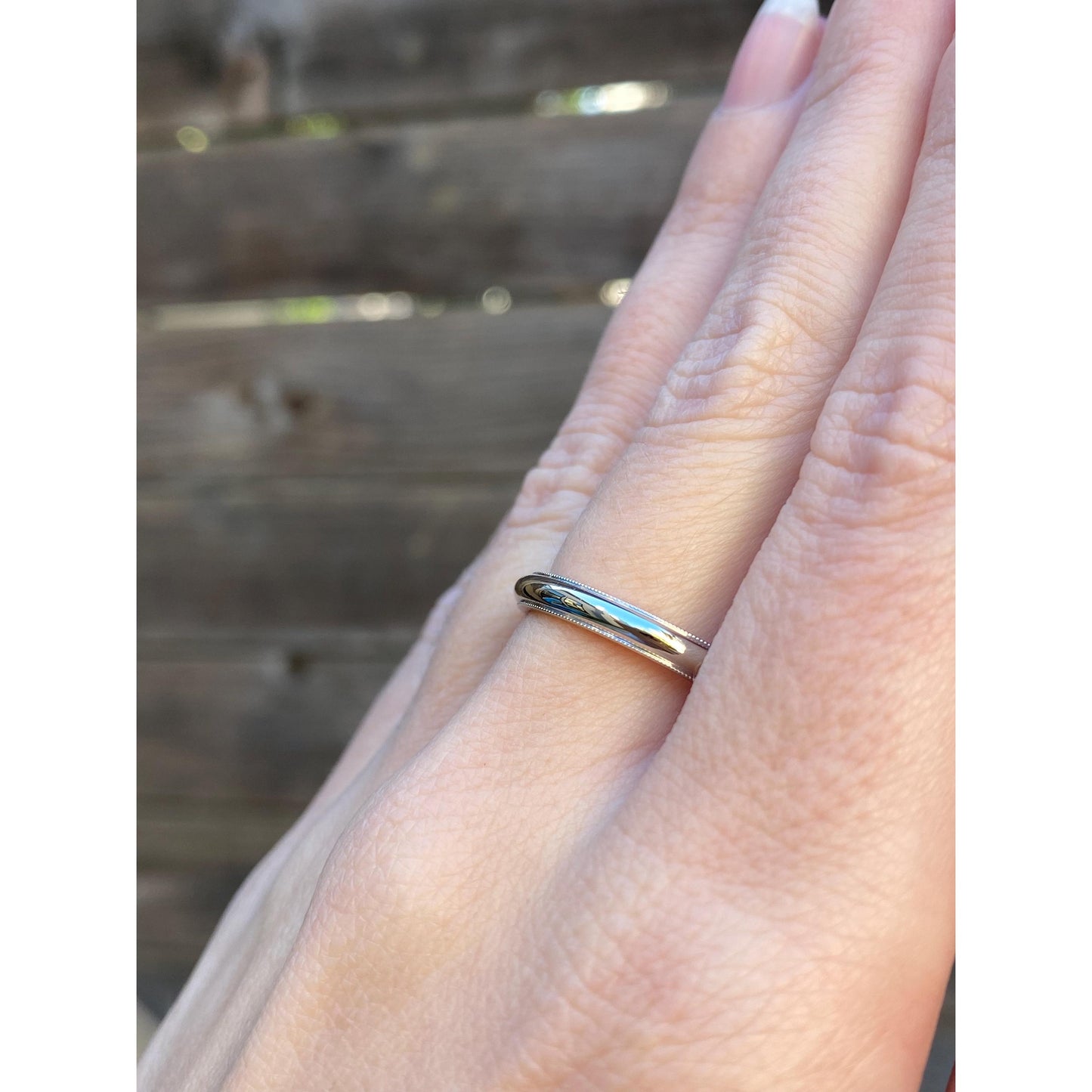 Vintage Solid 14k White Gold Milgrain Ring Band - Size 7.5