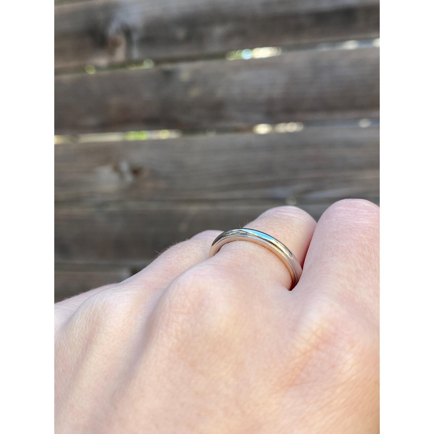 Vintage Solid 14k White Gold Milgrain Ring Band - Size 7.5