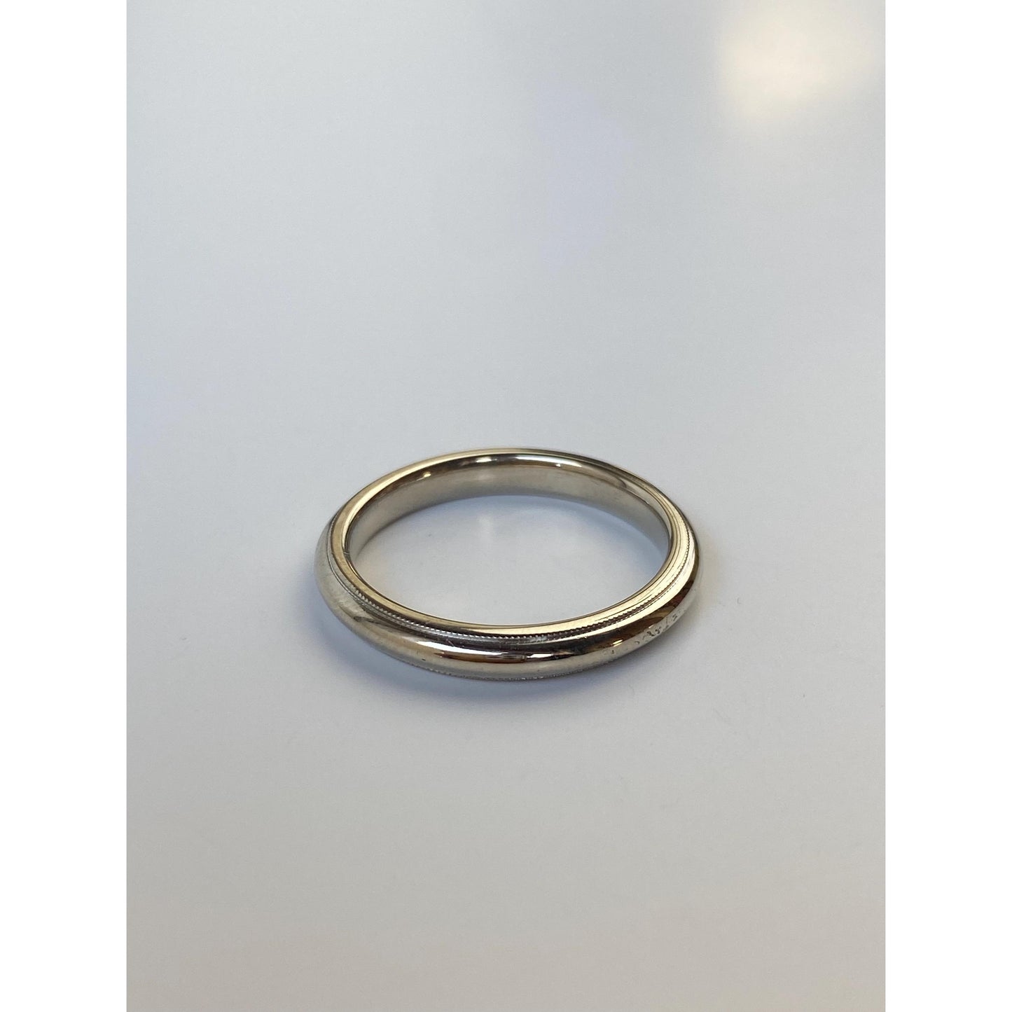 Vintage Solid 14k White Gold Milgrain Ring Band - Size 7.5