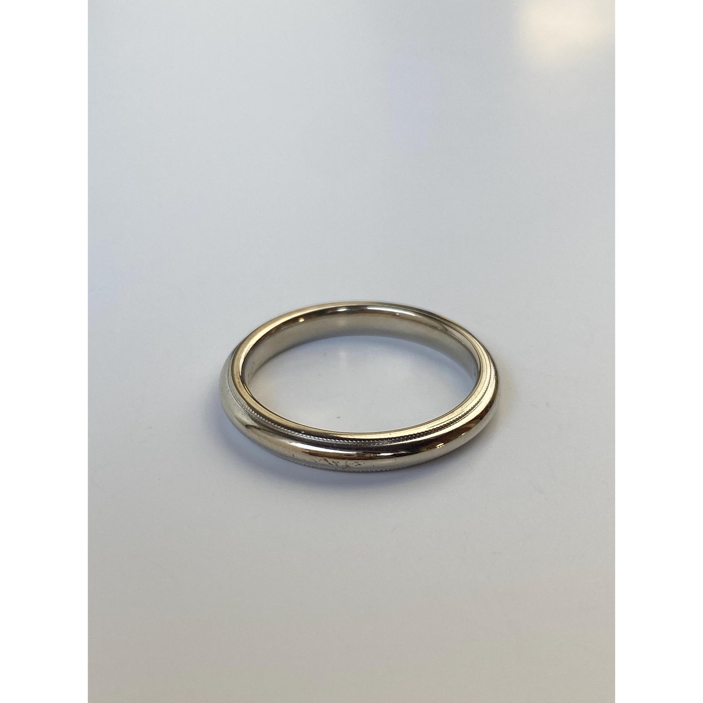 Vintage Solid 14k White Gold Milgrain Ring Band - Size 7.5