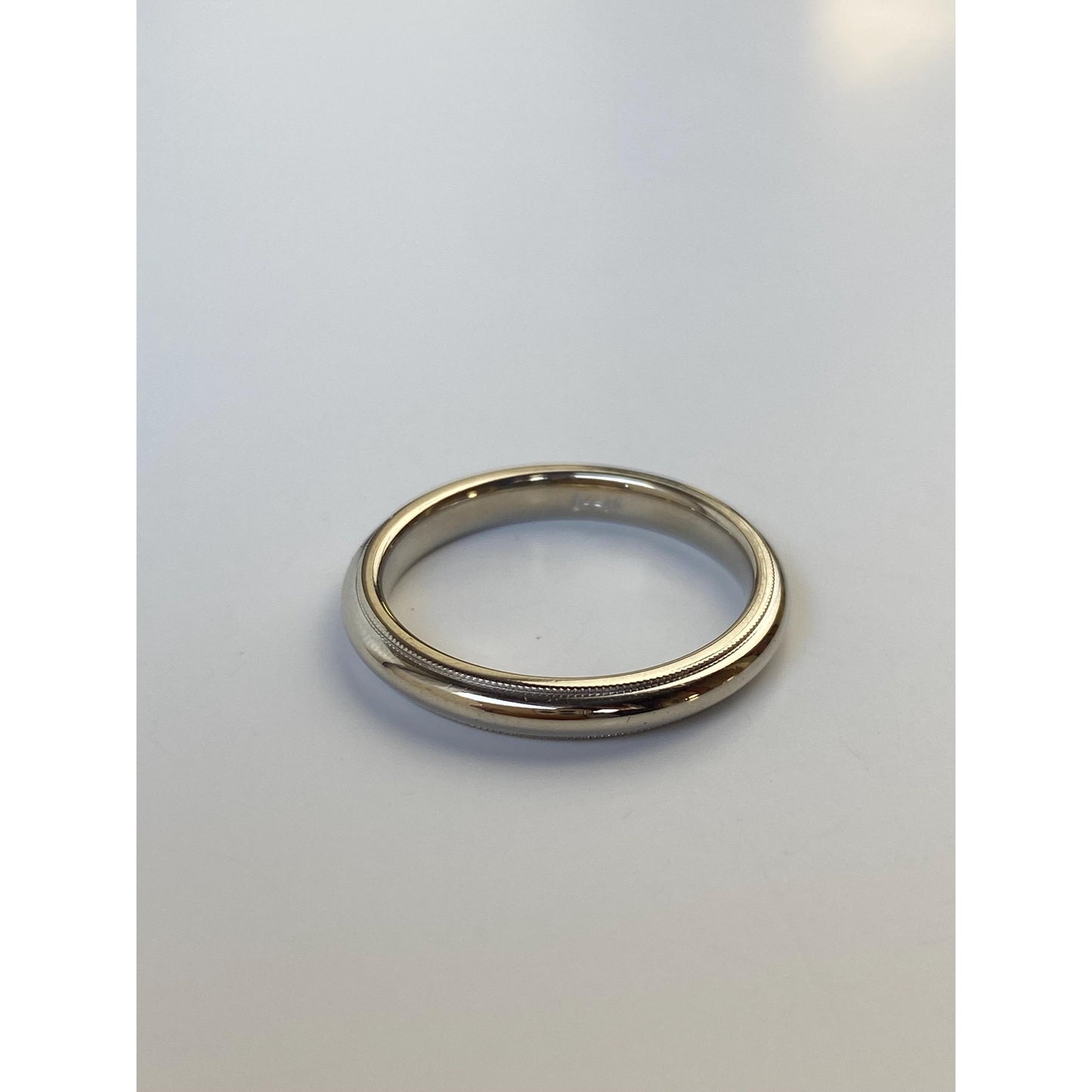 Vintage Solid 14k White Gold Milgrain Ring Band - Size 7.5