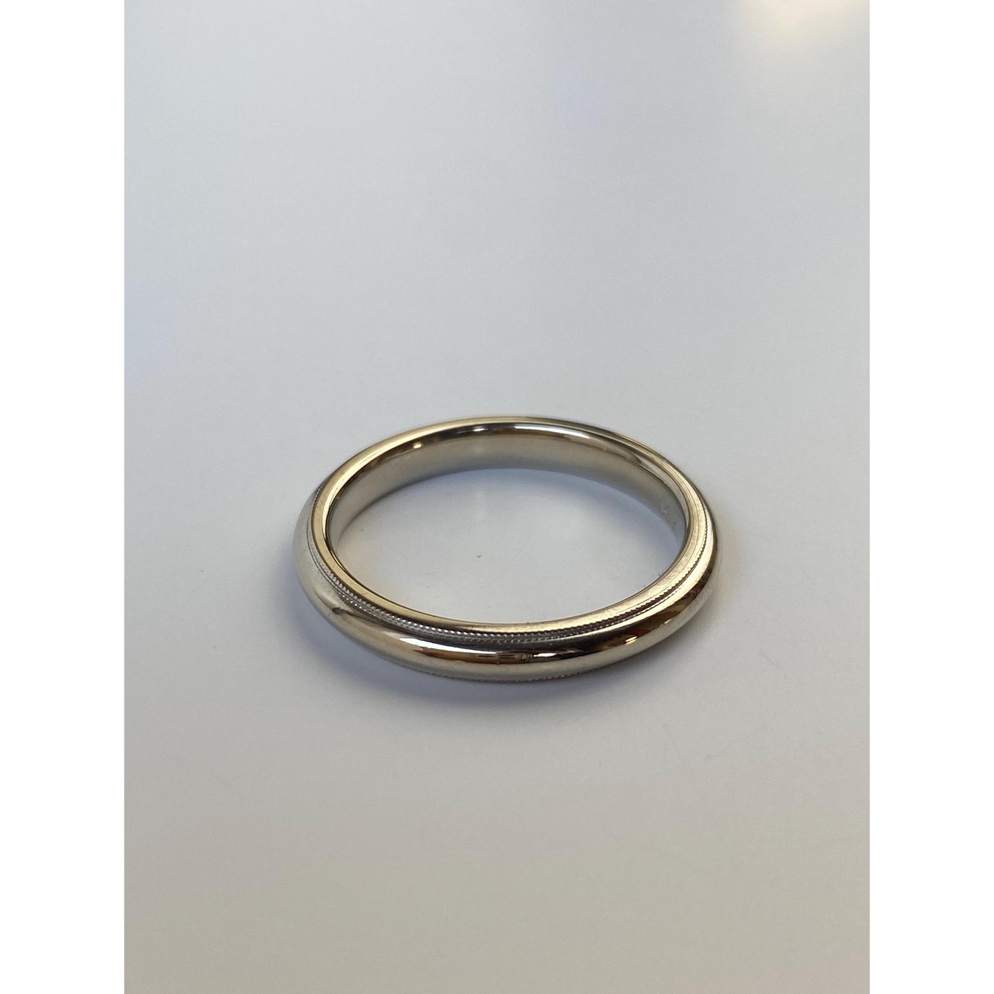 Vintage Solid 14k White Gold Milgrain Ring Band - Size 7.5