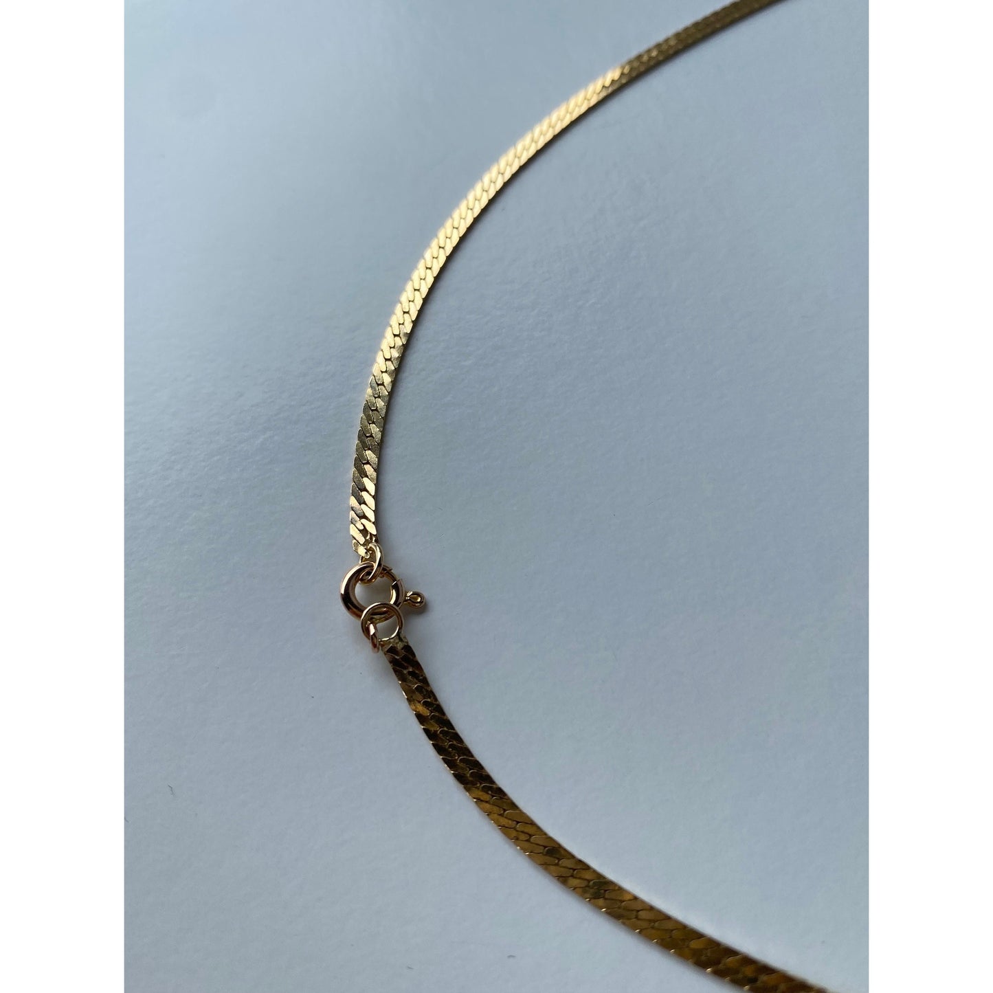 Vintage Solid 14k Yellow Gold Long Herringbone Chain Necklace - 28.5 inches