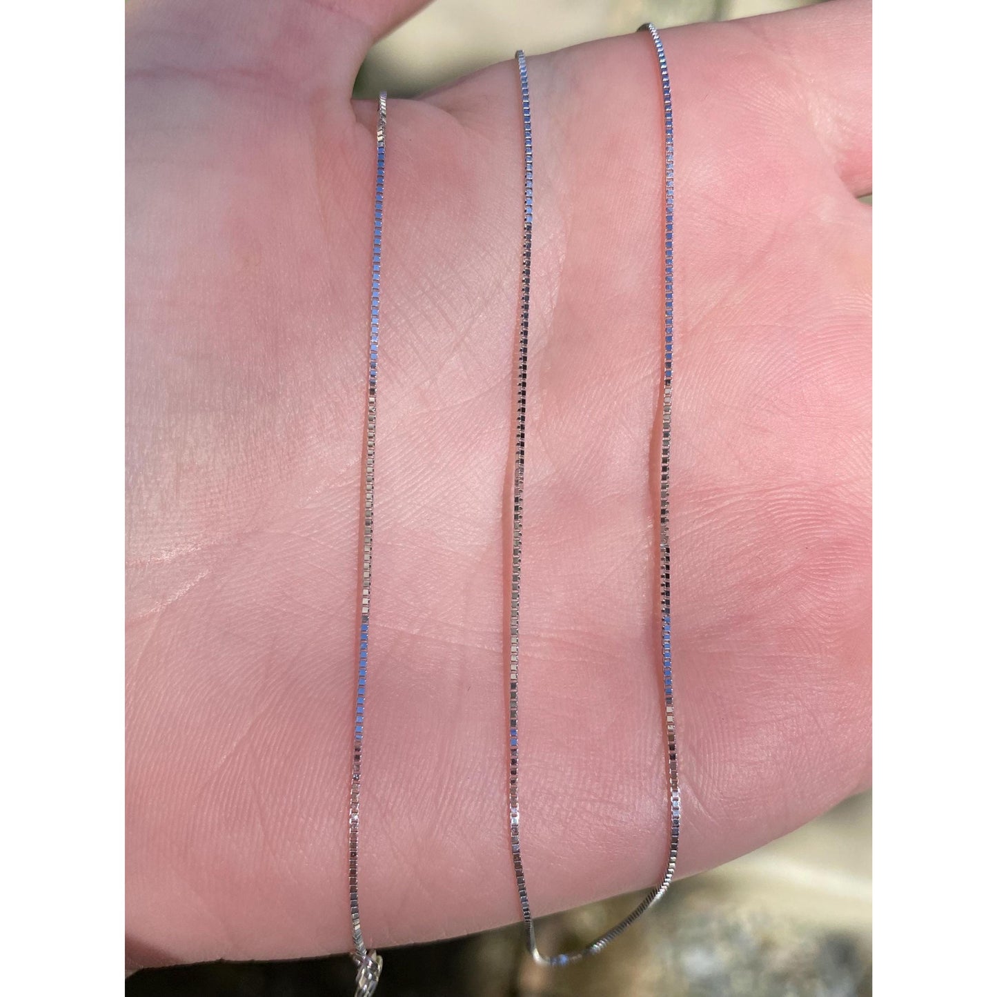 Solid 10k White Gold Box Chain Necklace - 18 inches