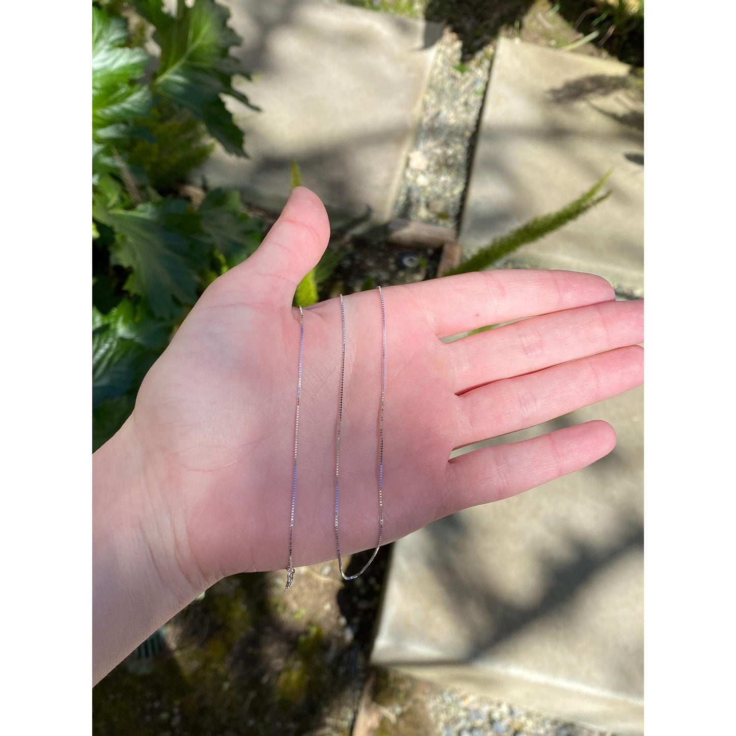 Solid 10k White Gold Box Chain Necklace - 18 inches