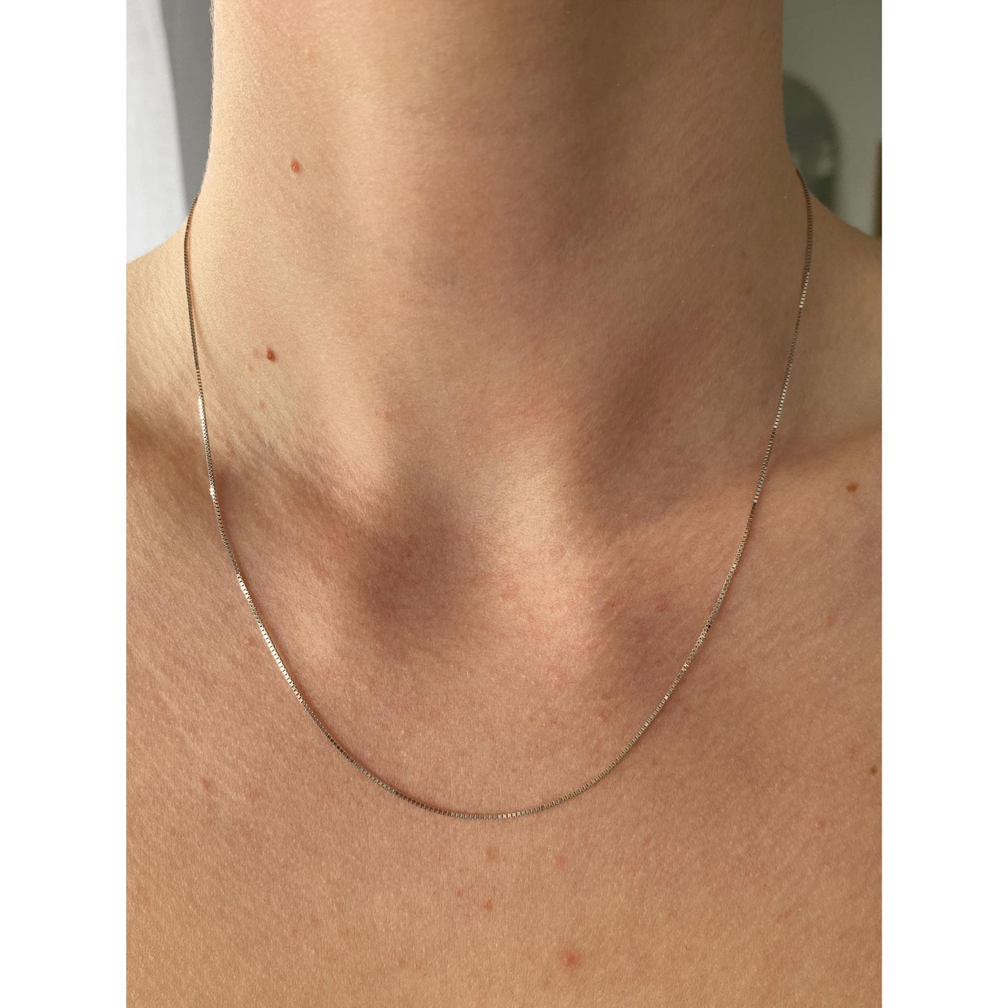 Solid 10k White Gold Box Chain Necklace - 18 inches