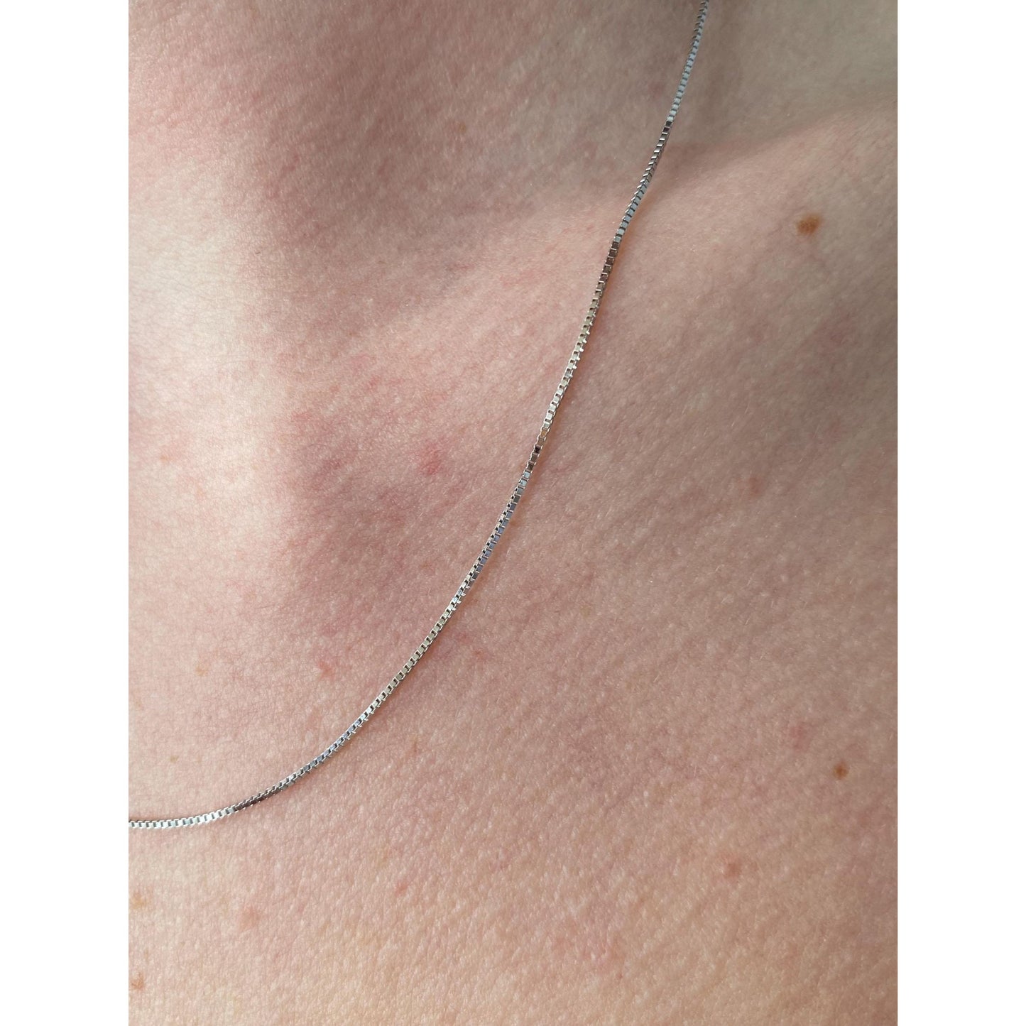 Solid 10k White Gold Box Chain Necklace - 18 inches