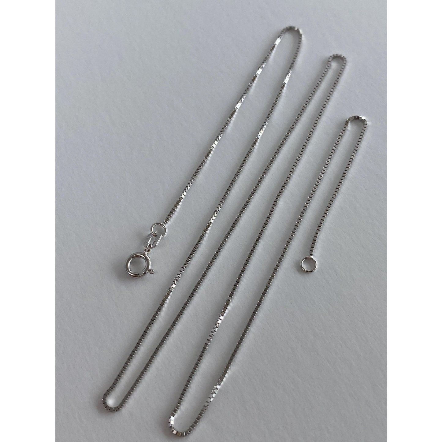 Solid 10k White Gold Box Chain Necklace - 18 inches