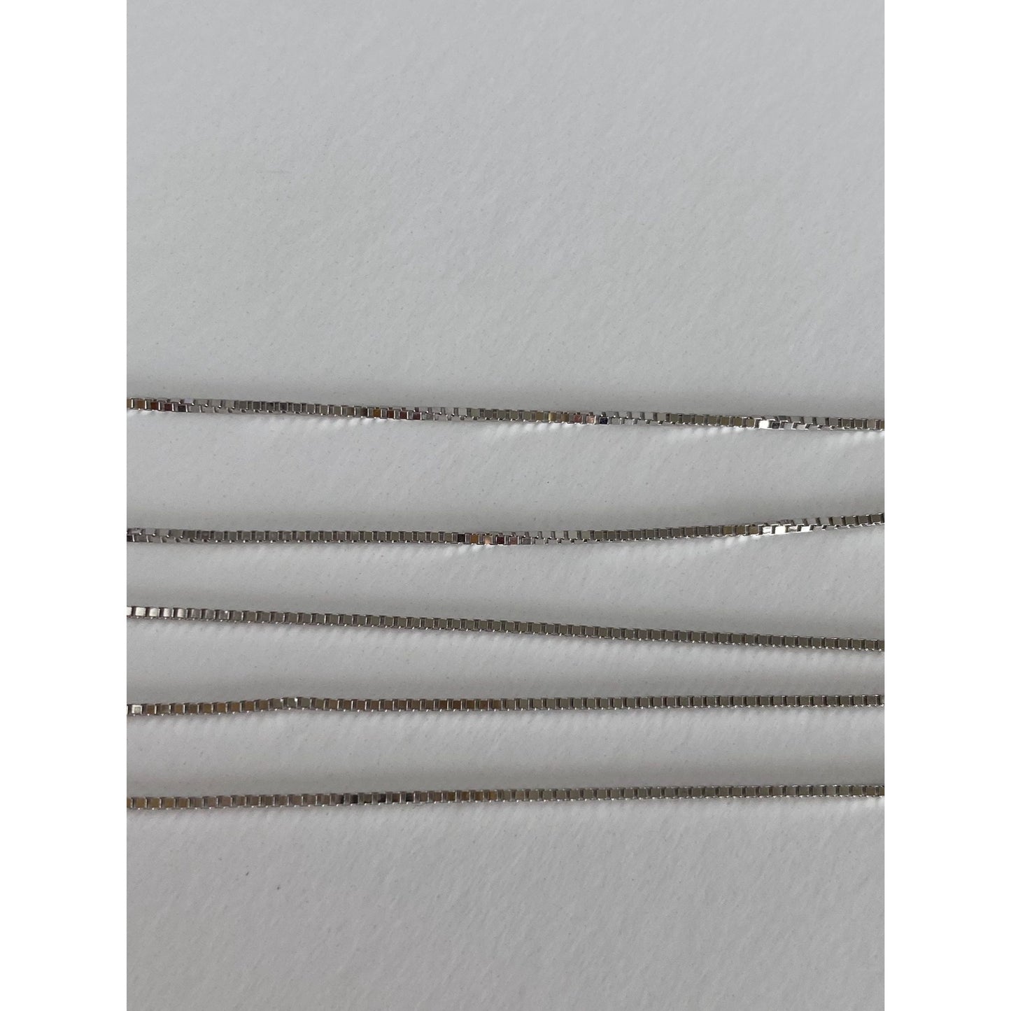 Solid 10k White Gold Box Chain Necklace - 18 inches