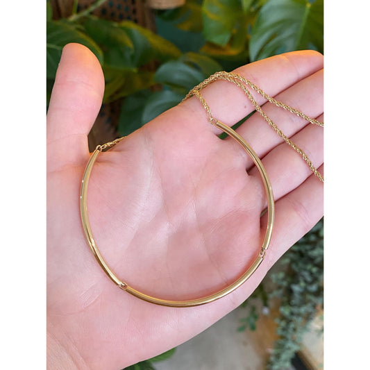 Vintage 14k Yellow Gold Tube Twist Style Chain Collar Necklace - 15.5 inches