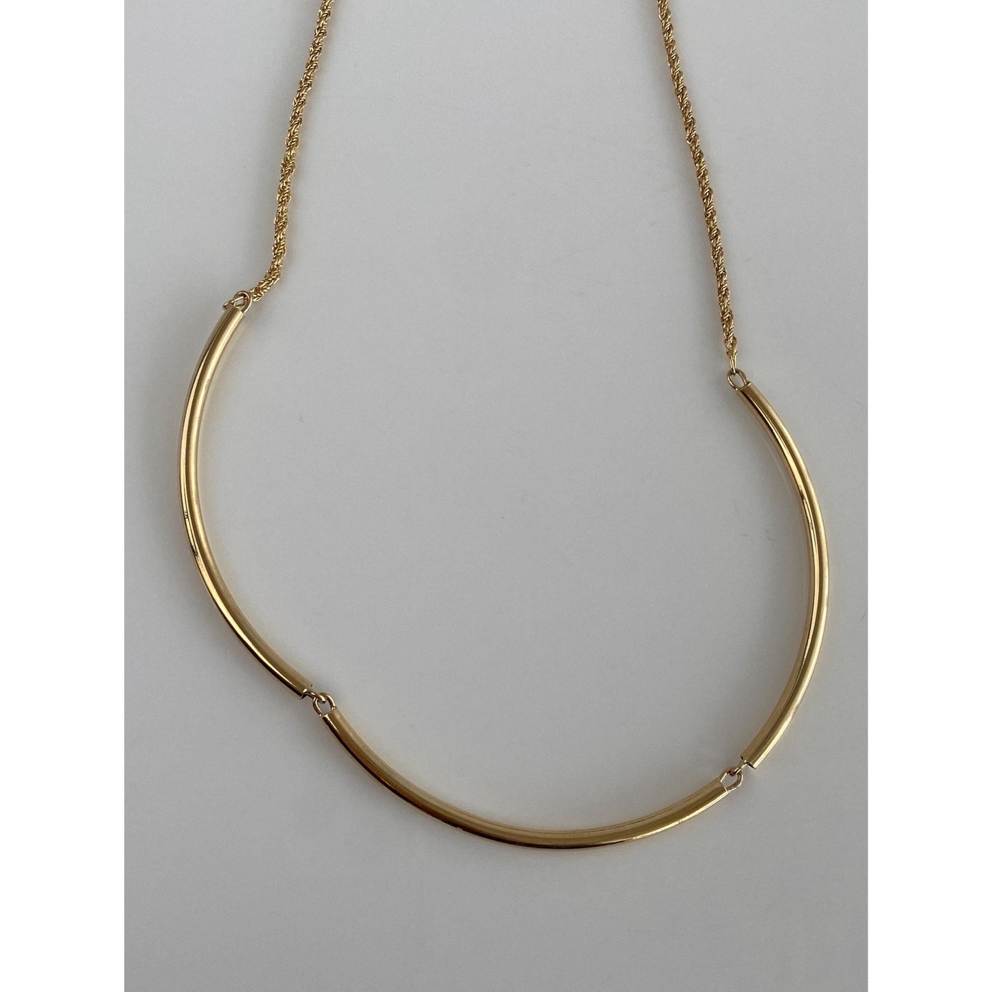 Vintage 14k Yellow Gold Tube Twist Style Chain Collar Necklace - 15.5 inches