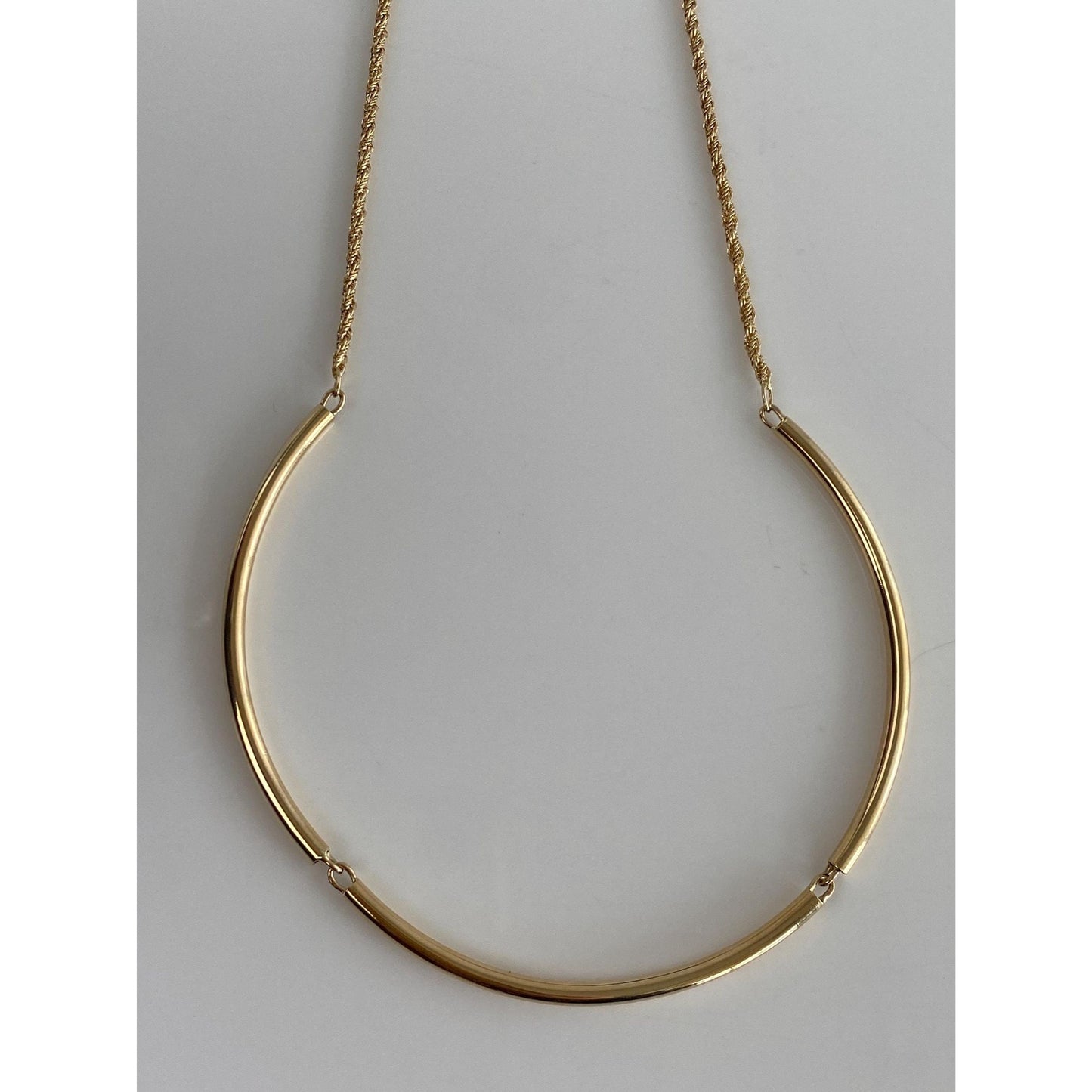Vintage 14k Yellow Gold Tube Twist Style Chain Collar Necklace - 15.5 inches