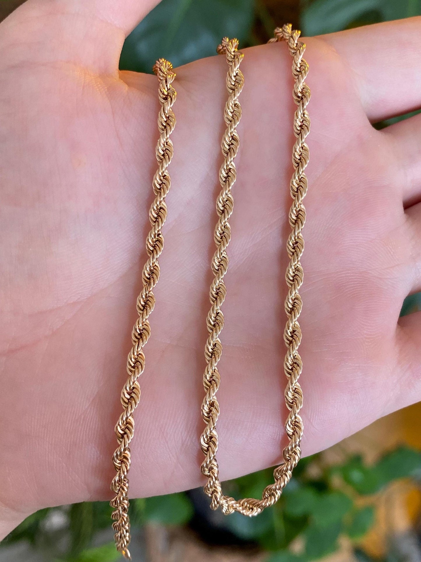 Vintage 10k Yellow Gold Rope Chain Necklace - 22.5 inches