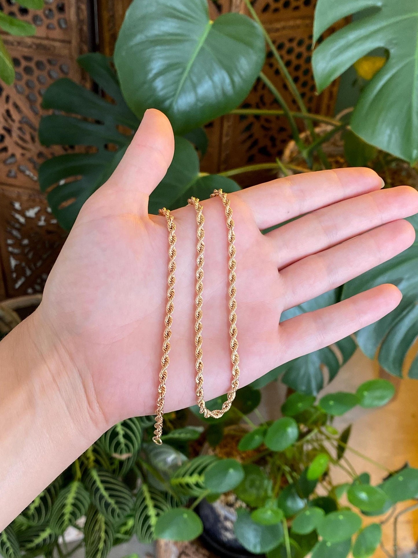 Vintage 10k Yellow Gold Rope Chain Necklace - 22.5 inches