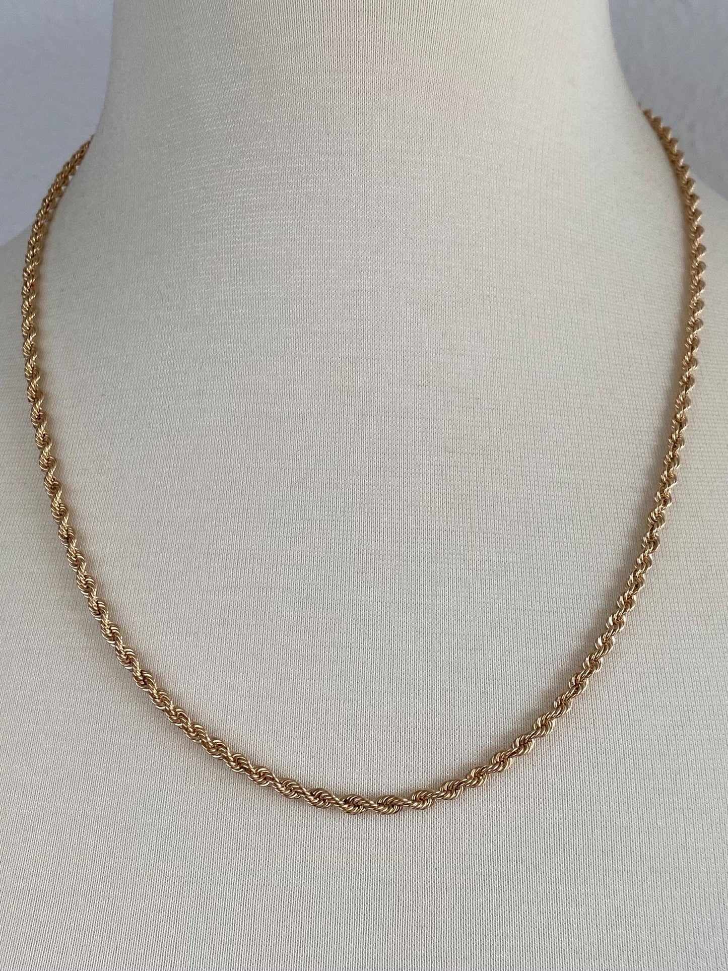 Vintage 10k Yellow Gold Rope Chain Necklace - 22.5 inches