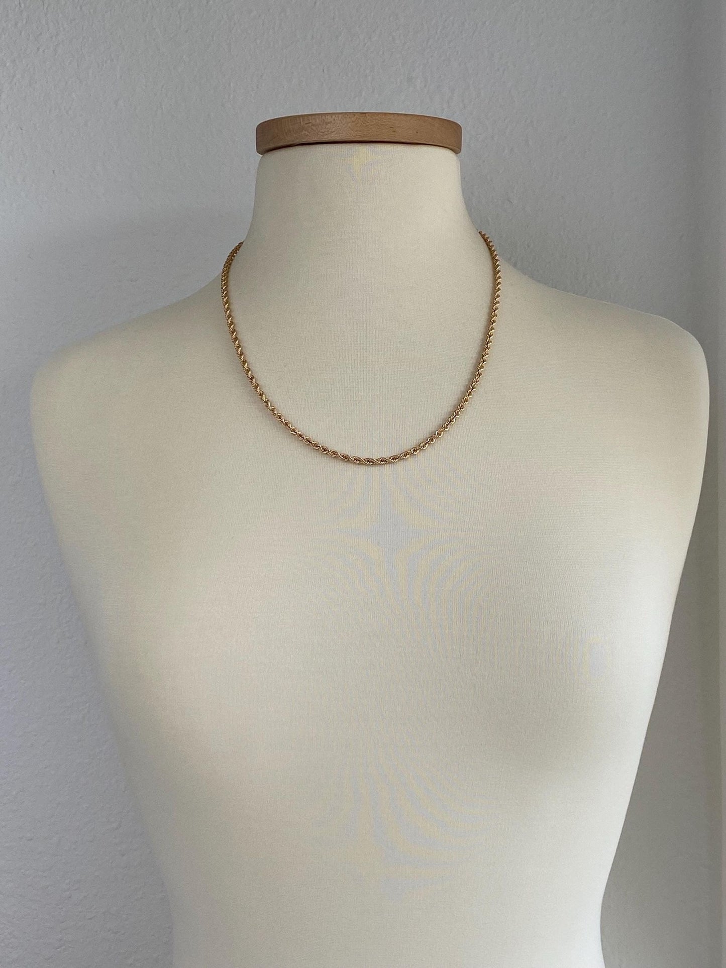 Vintage 10k Yellow Gold Rope Chain Necklace - 22.5 inches