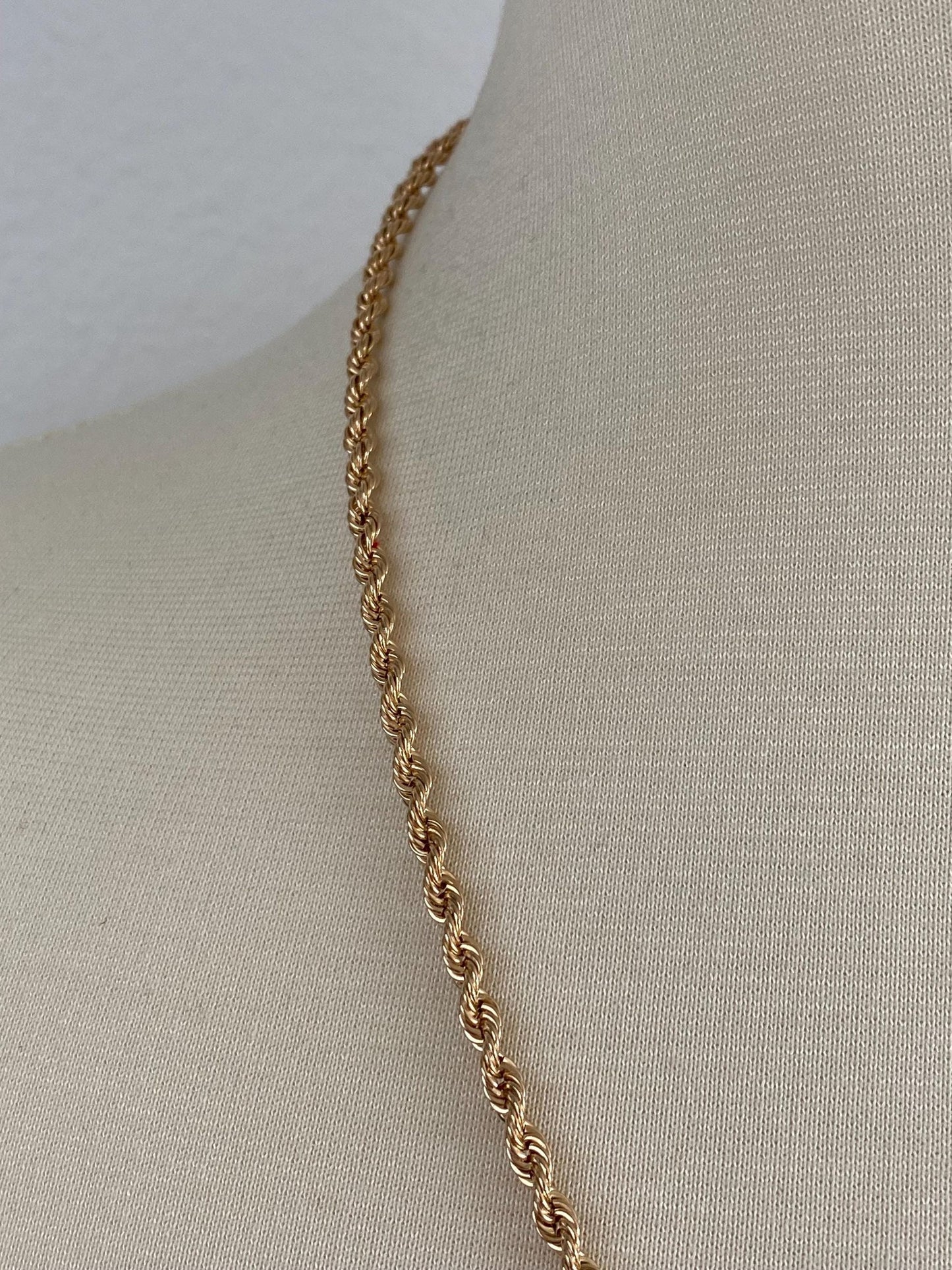 Vintage 10k Yellow Gold Rope Chain Necklace - 22.5 inches