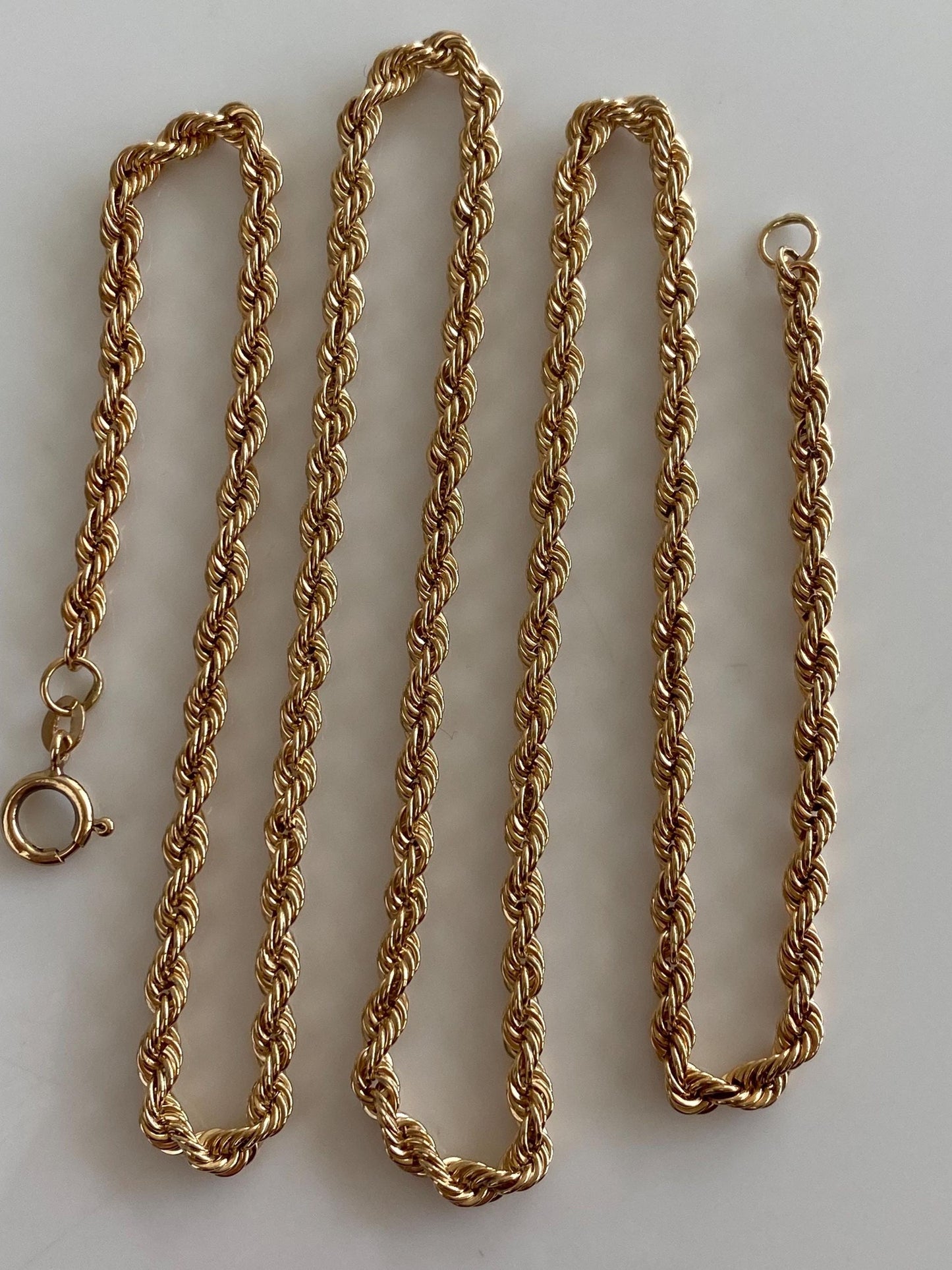 Vintage 10k Yellow Gold Rope Chain Necklace - 22.5 inches