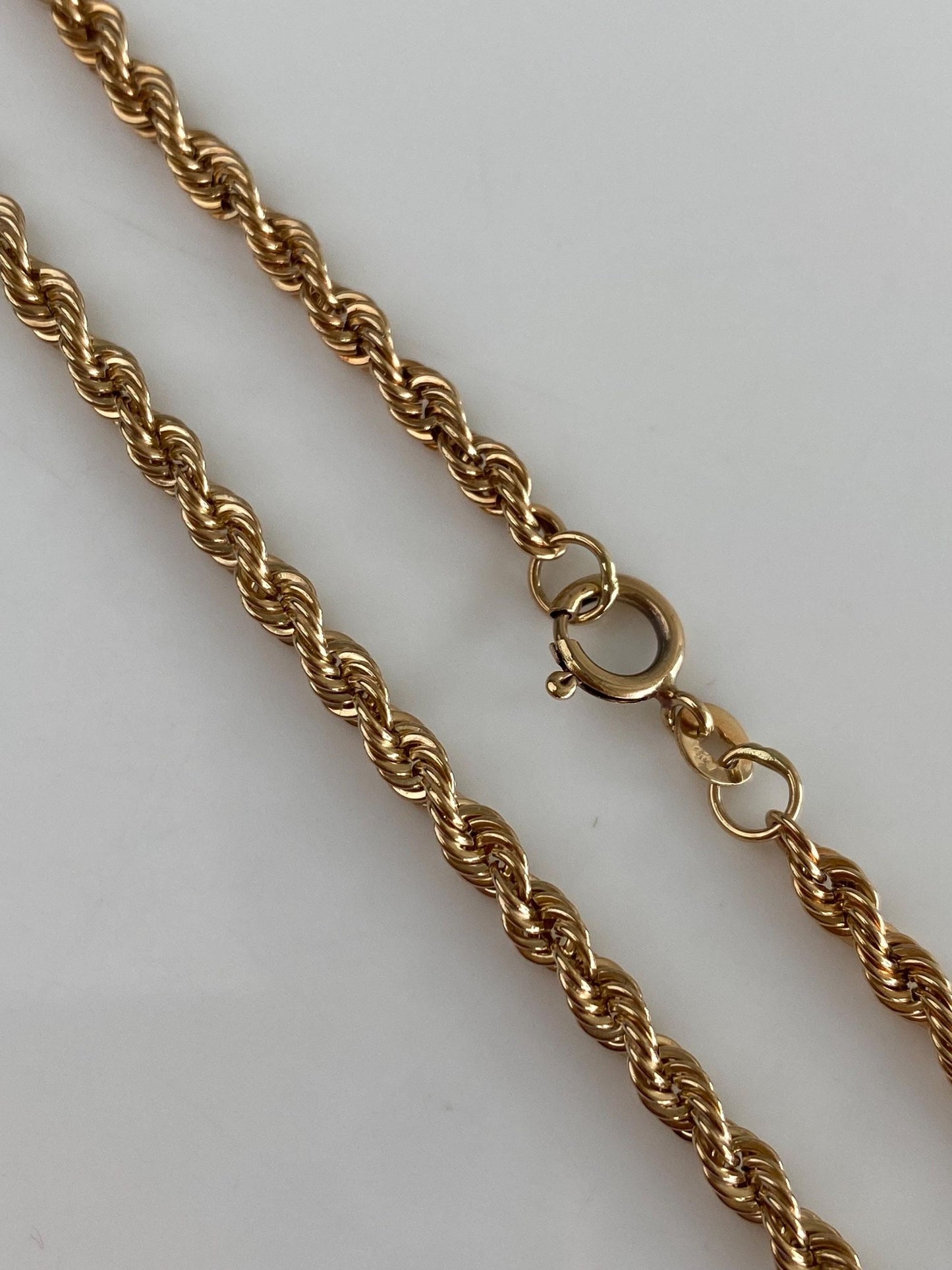 Vintage 10k Yellow Gold Rope Chain Necklace - 22.5 inches