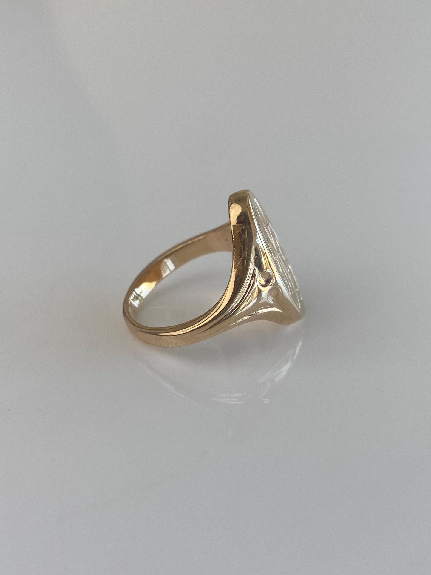 Vintage Solid 10k Yellow Gold Monogram Signet Ring - Size 4.25