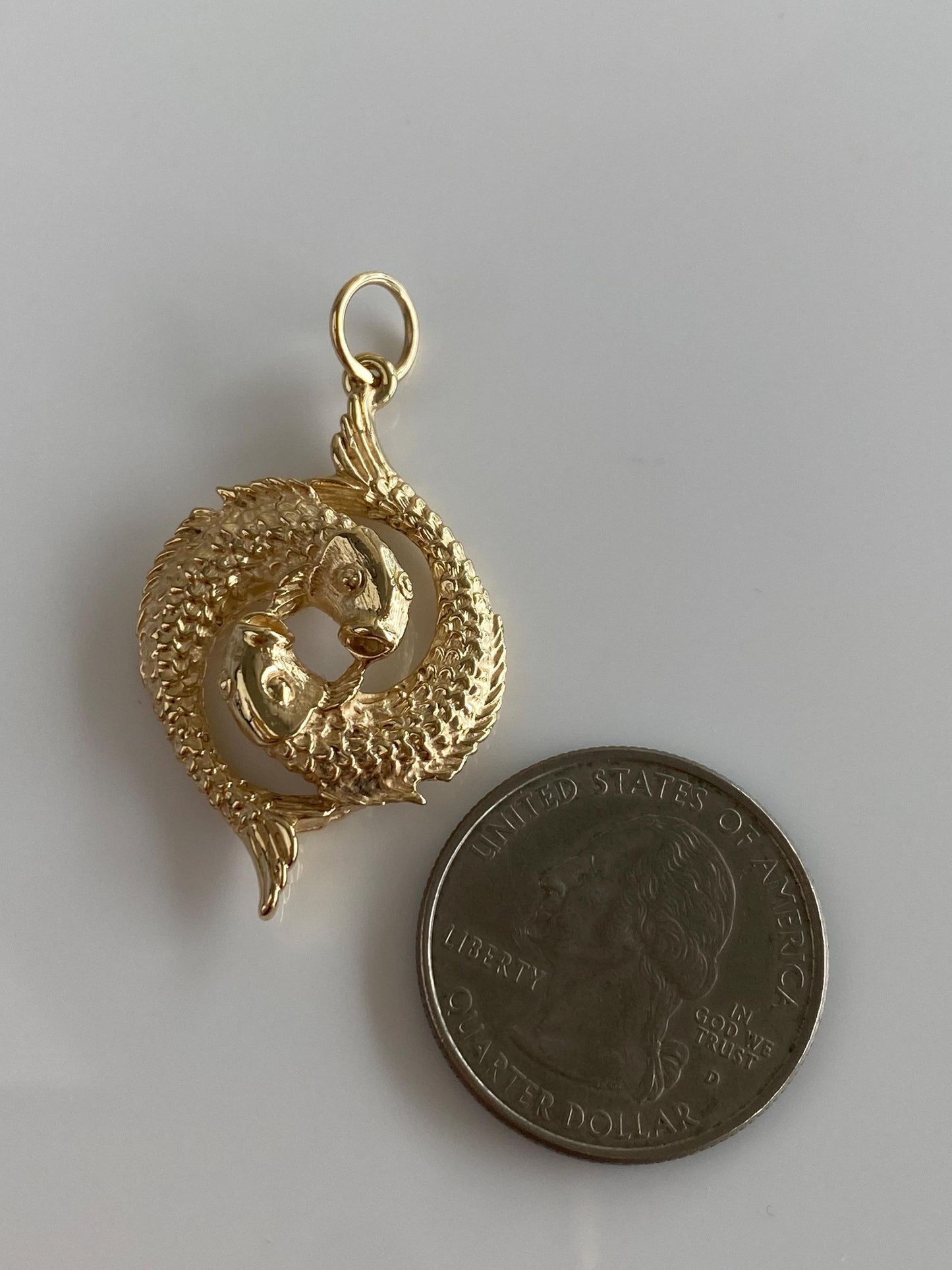Vintage Solid 14k Yellow Gold Pisces Zodiac Fish Charm