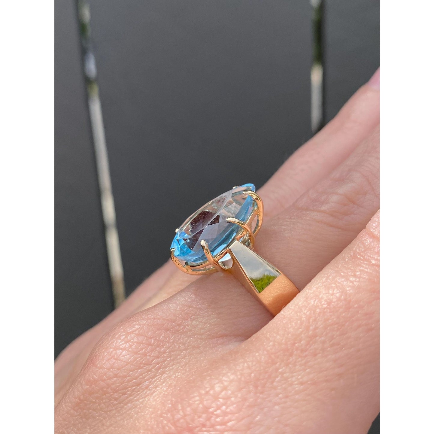 Vintage Solid 14k Yellow Gold Topaz Teardrop Ring - Size 6