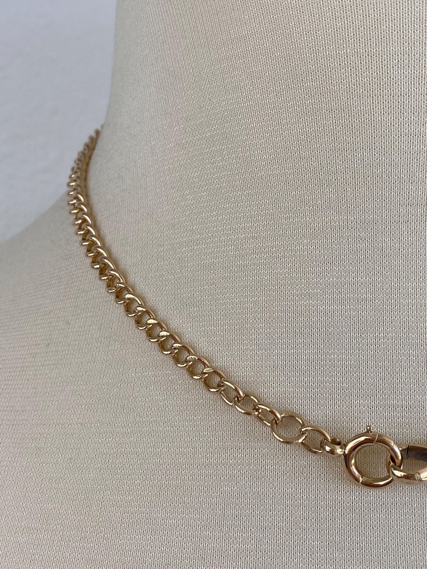 Vintage Solid 9k Yellow Gold Pocket Watch Curb Chain Necklace - 17 inches