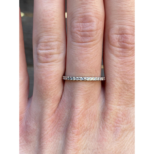 Vintage Solid 14k White Gold Diamond Wedding Ring Band - Size 7.75