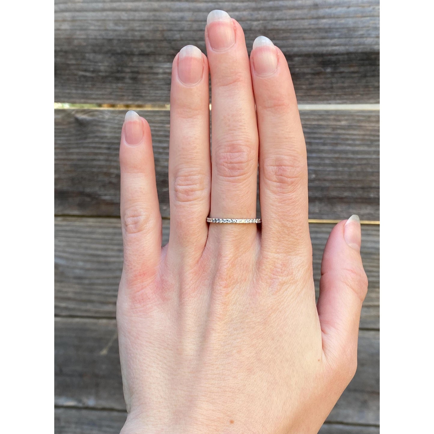 Vintage Solid 14k White Gold Diamond Wedding Ring Band - Size 7.75