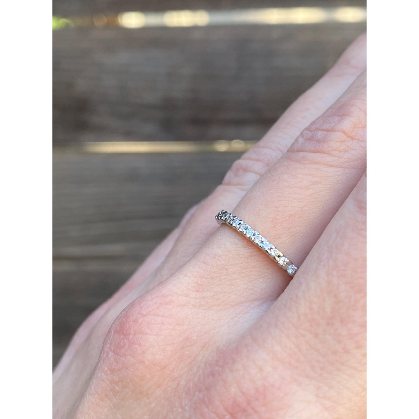 Vintage Solid 14k White Gold Diamond Wedding Ring Band - Size 7.75