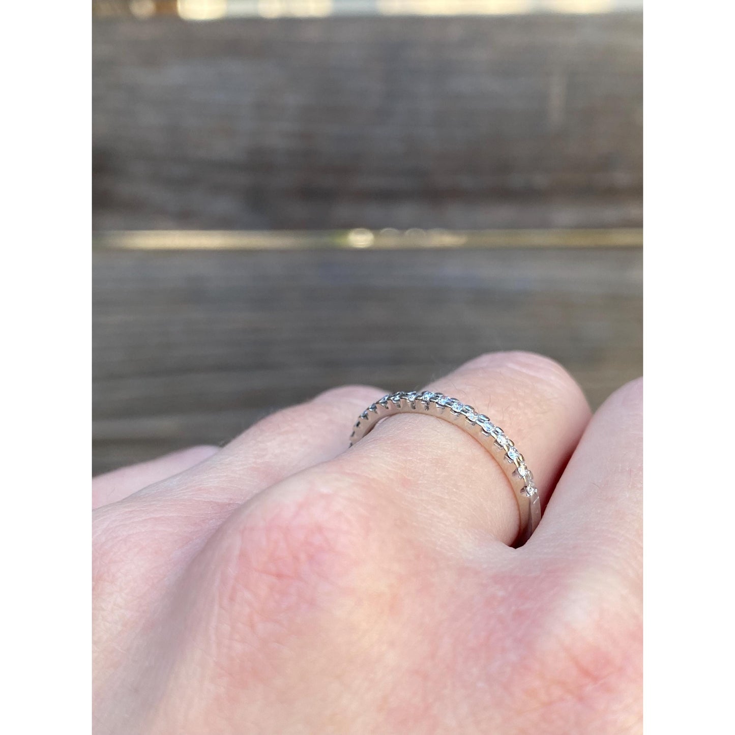 Vintage Solid 14k White Gold Diamond Wedding Ring Band - Size 7.75