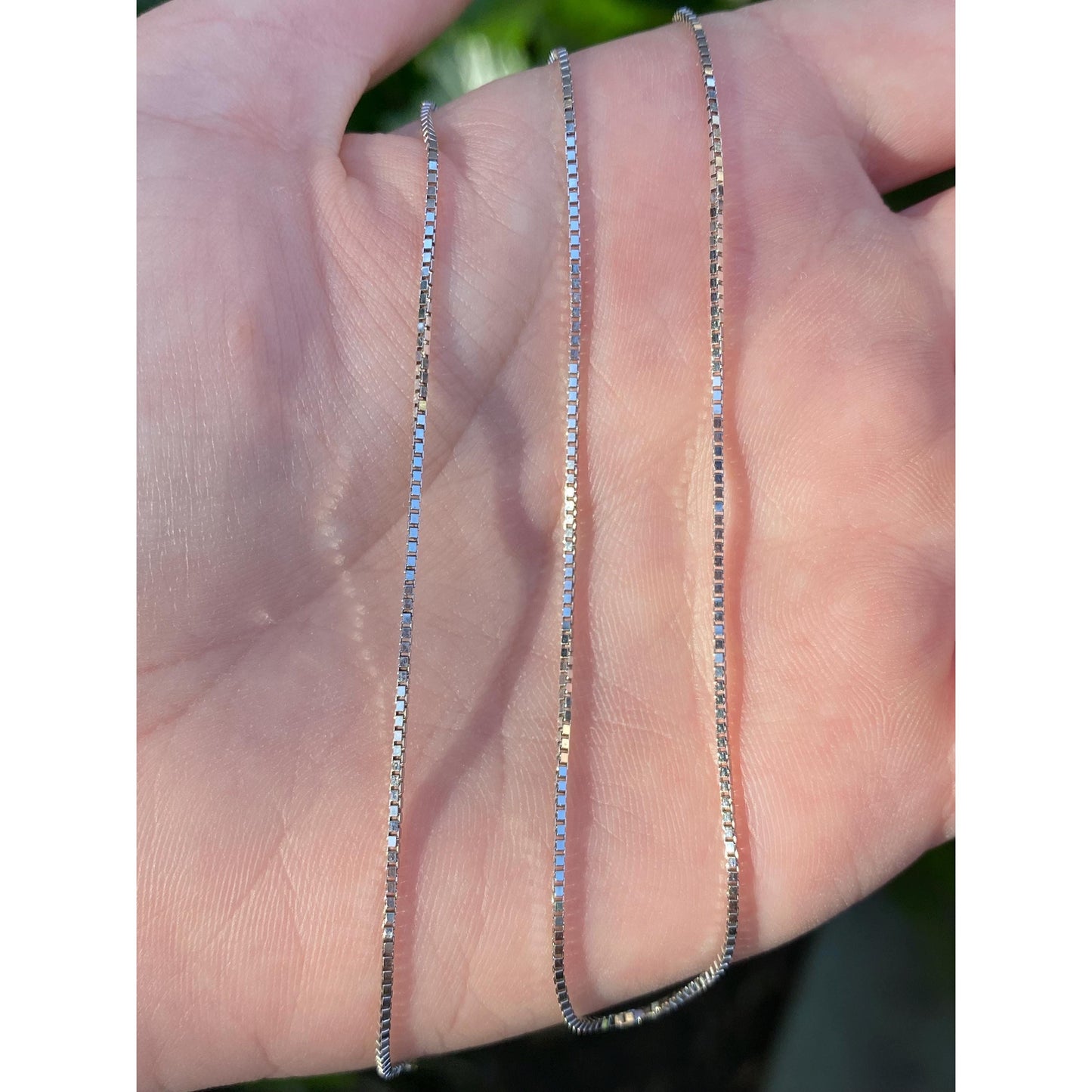 Vintage Solid 14k White Gold Box Chain Necklace - 16 inches