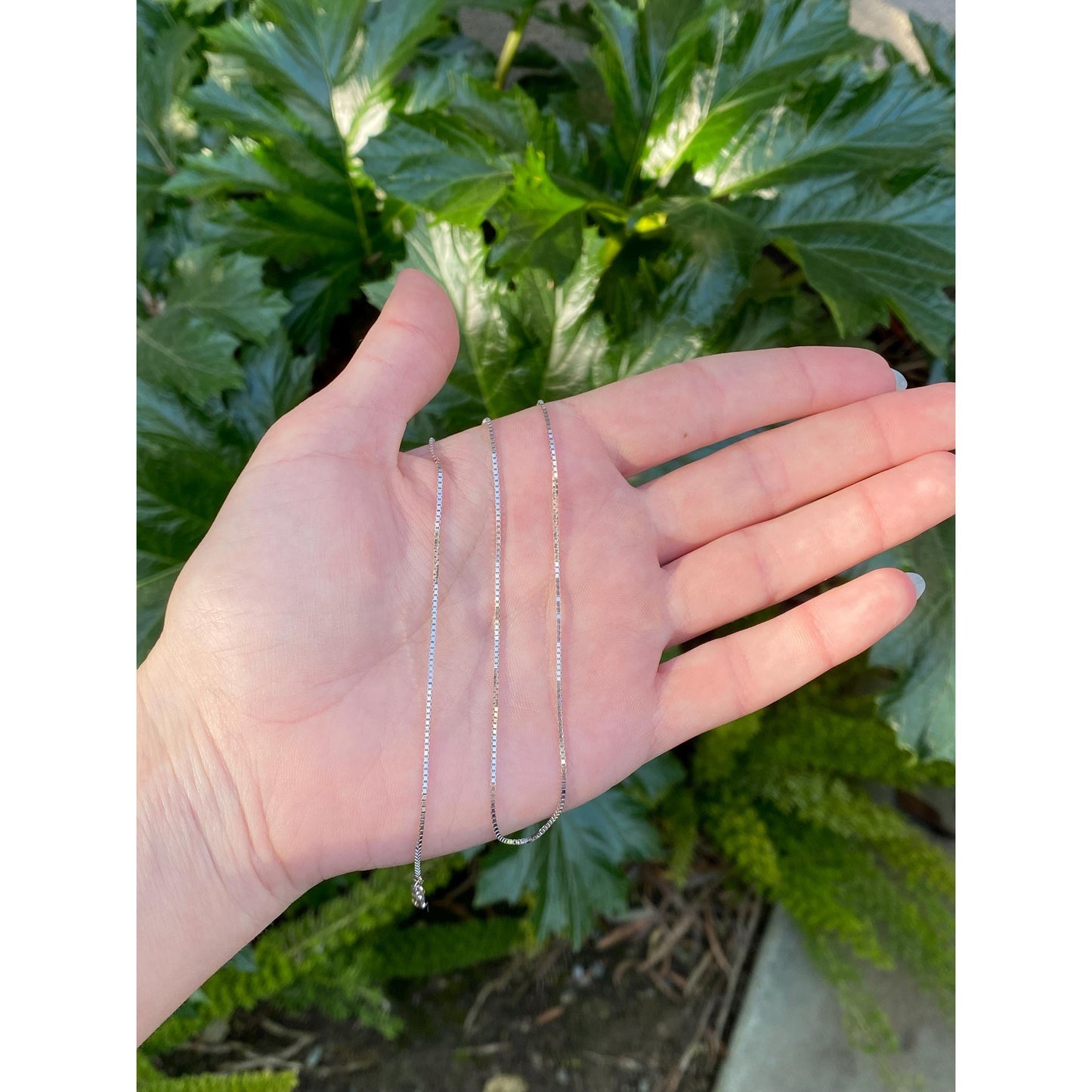 Vintage Solid 14k White Gold Box Chain Necklace - 16 inches