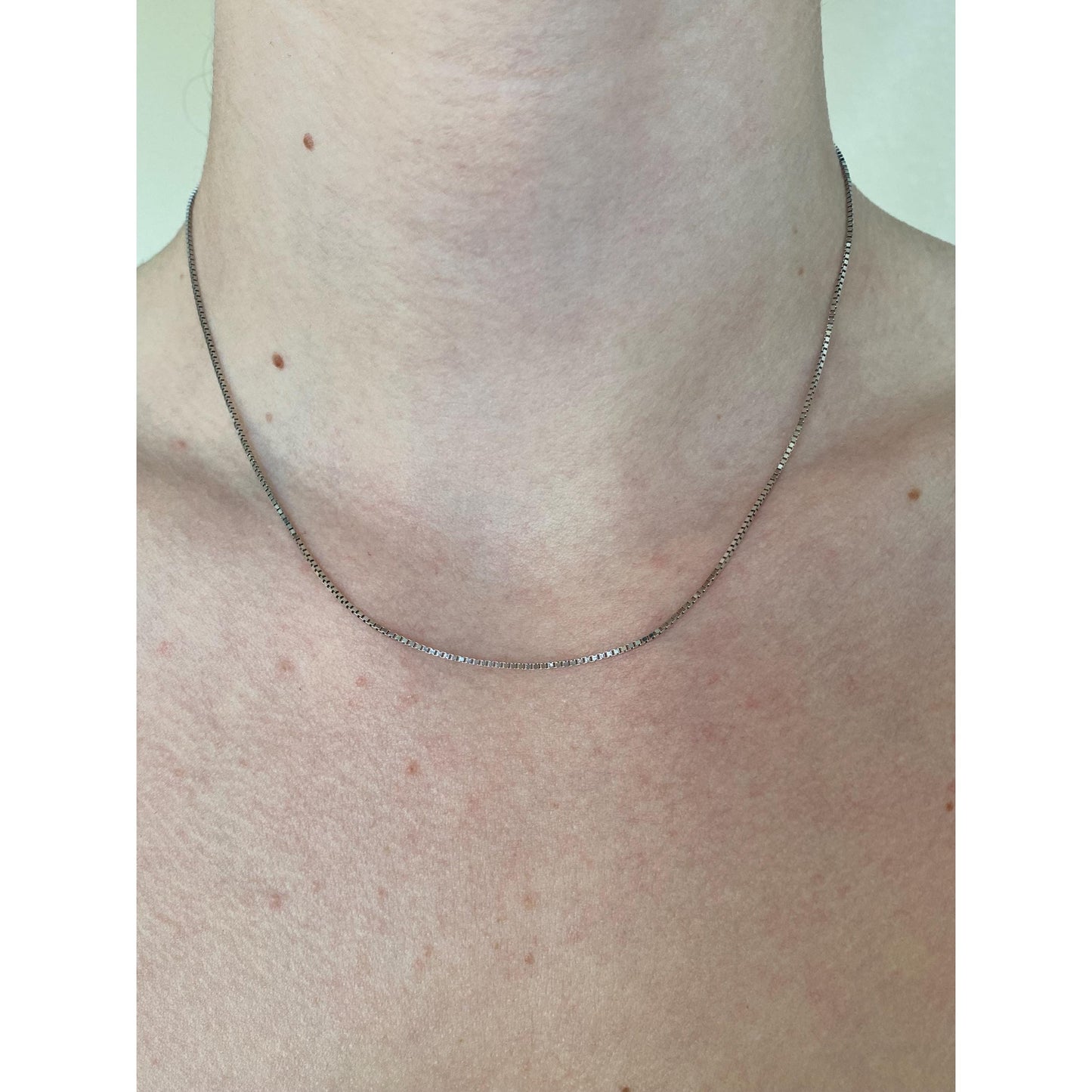 Vintage Solid 14k White Gold Box Chain Necklace - 16 inches