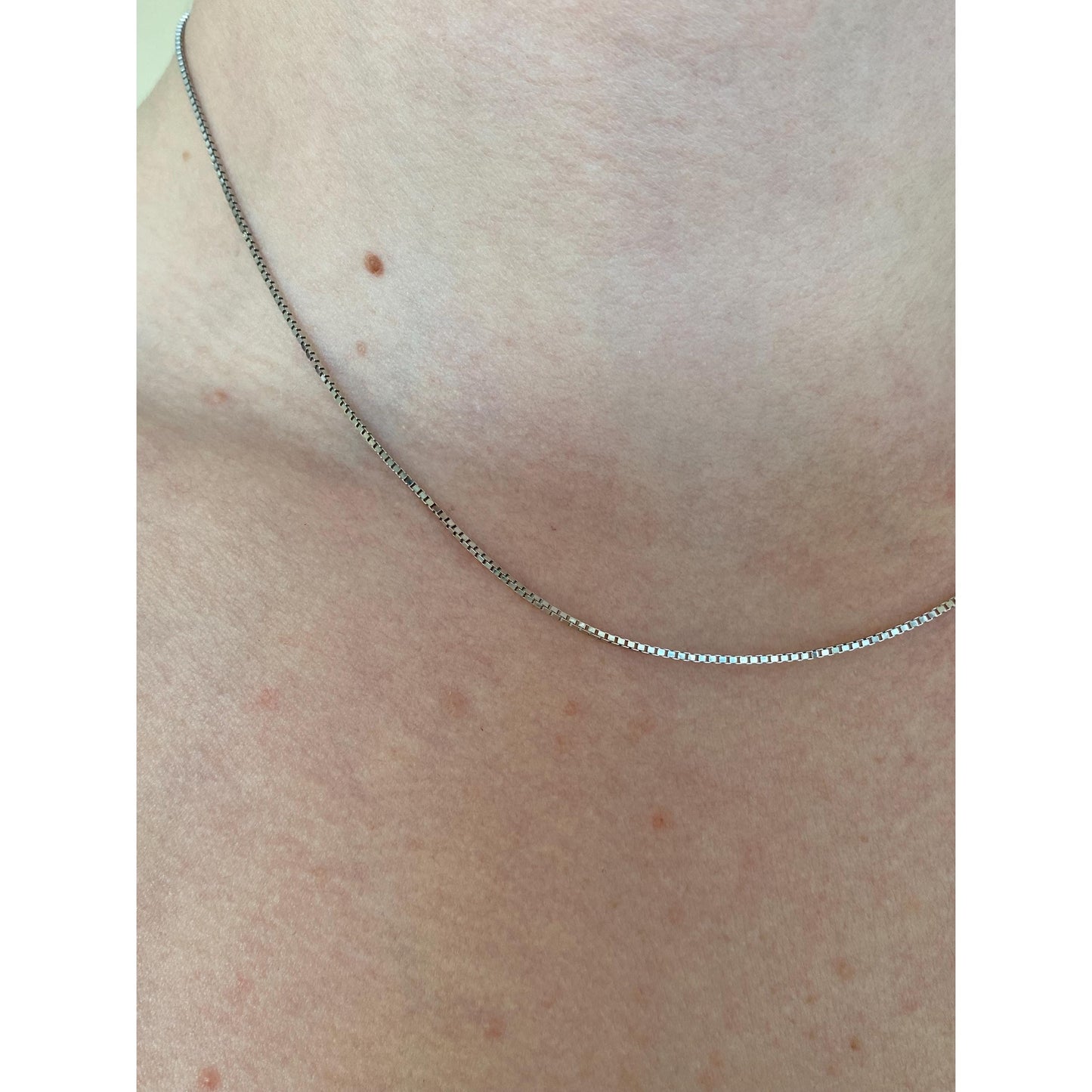 Vintage Solid 14k White Gold Box Chain Necklace - 16 inches