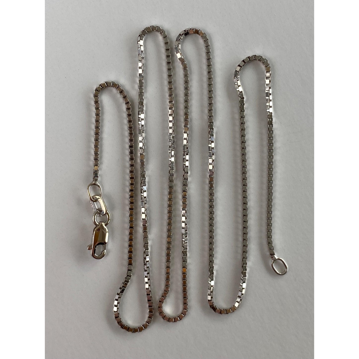 Vintage Solid 14k White Gold Box Chain Necklace - 16 inches