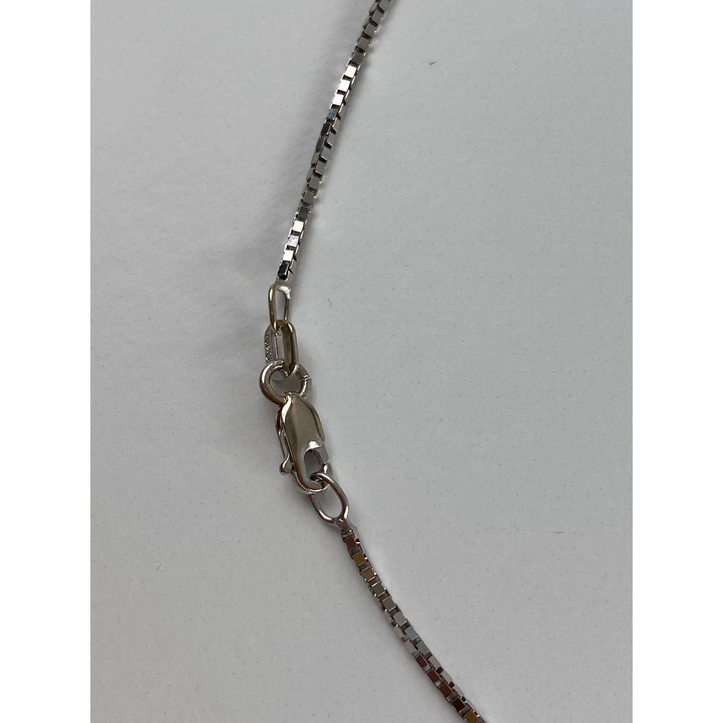 Vintage Solid 14k White Gold Box Chain Necklace - 16 inches