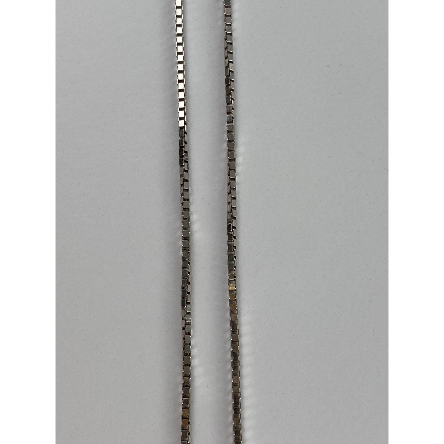 Vintage Solid 14k White Gold Box Chain Necklace - 16 inches