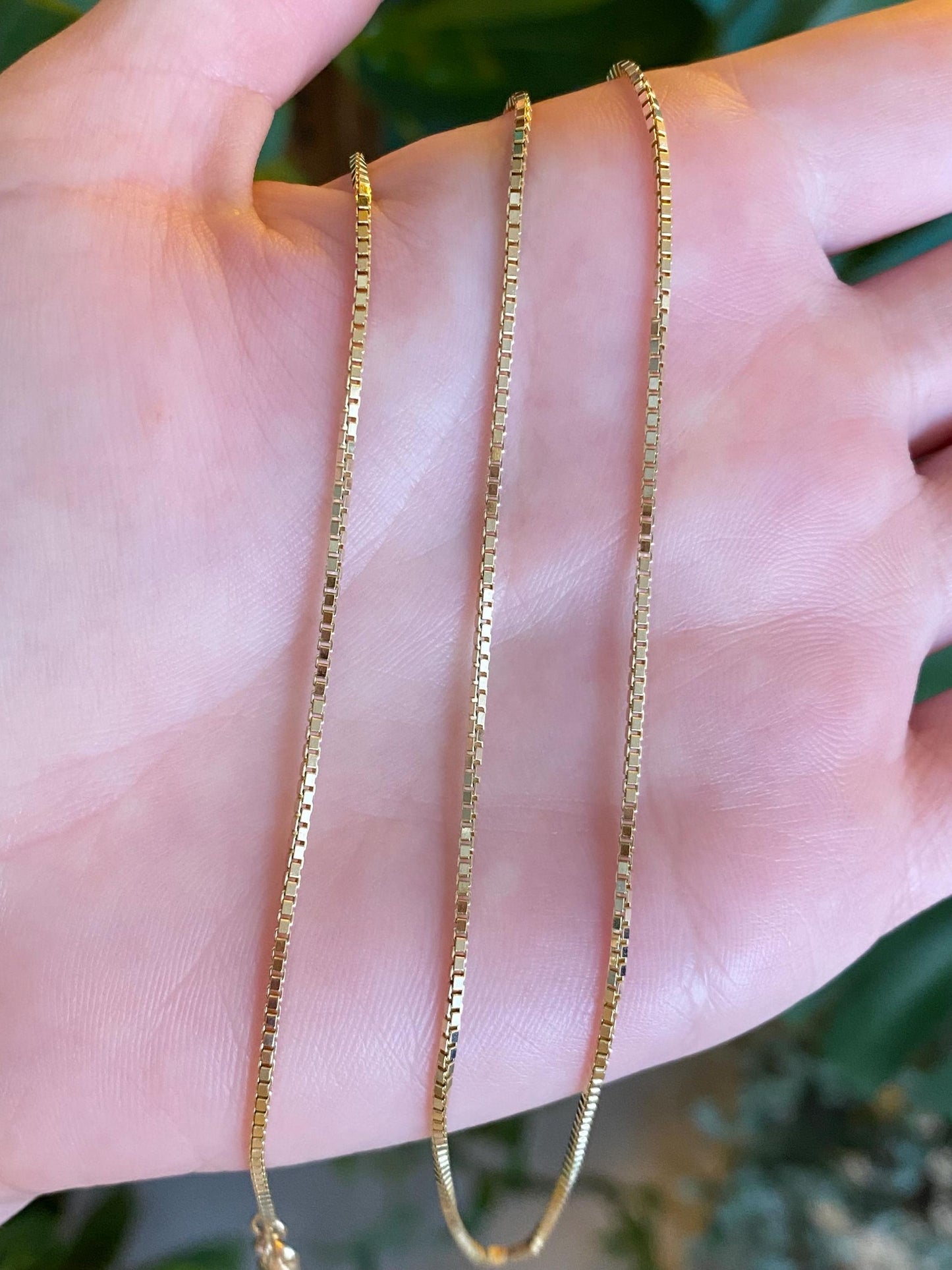 Vintage Solid 14k Yellow Gold Box Chain Necklace - 18.5 inches