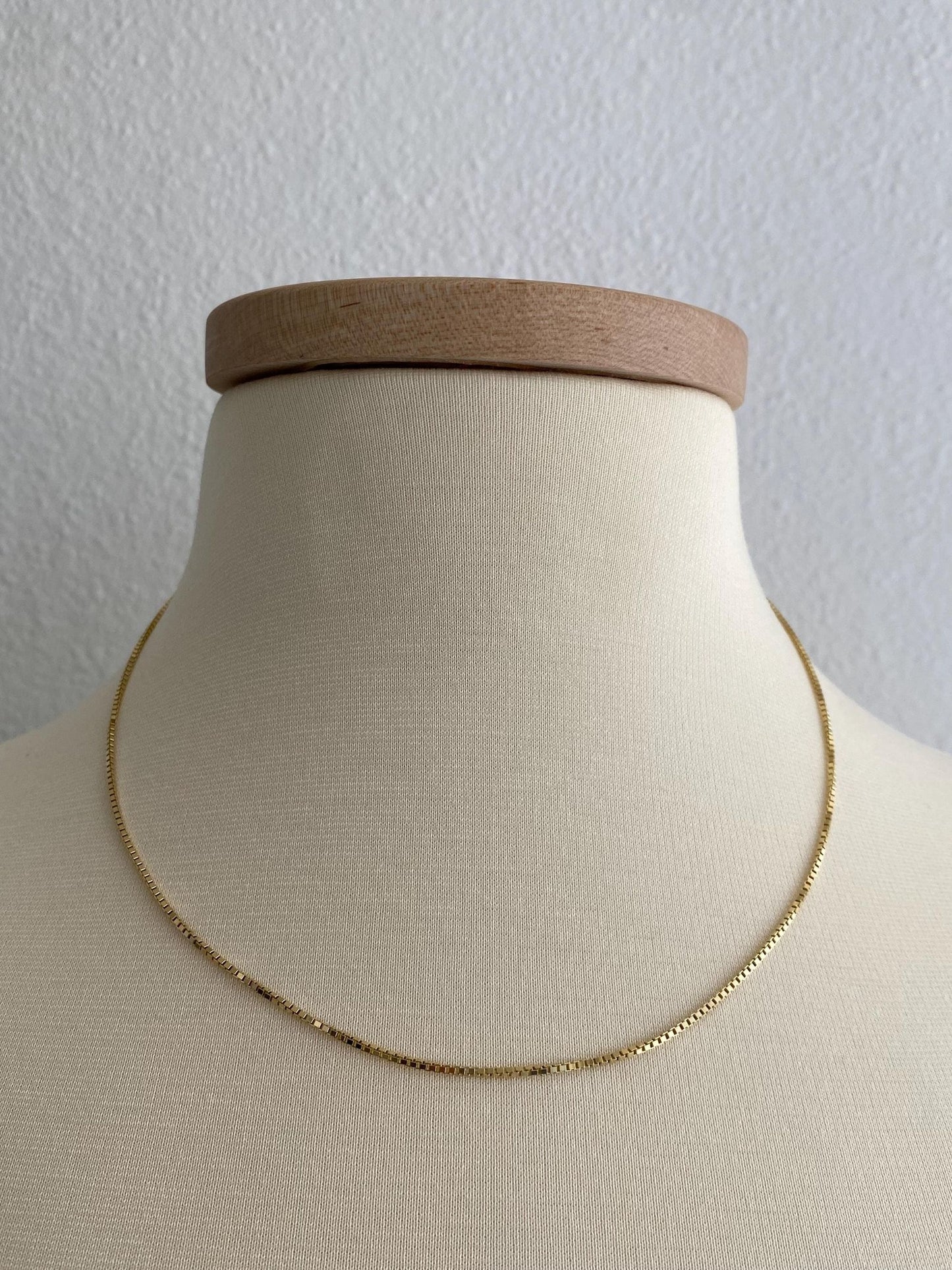 Vintage Solid 14k Yellow Gold Box Chain Necklace - 18.5 inches