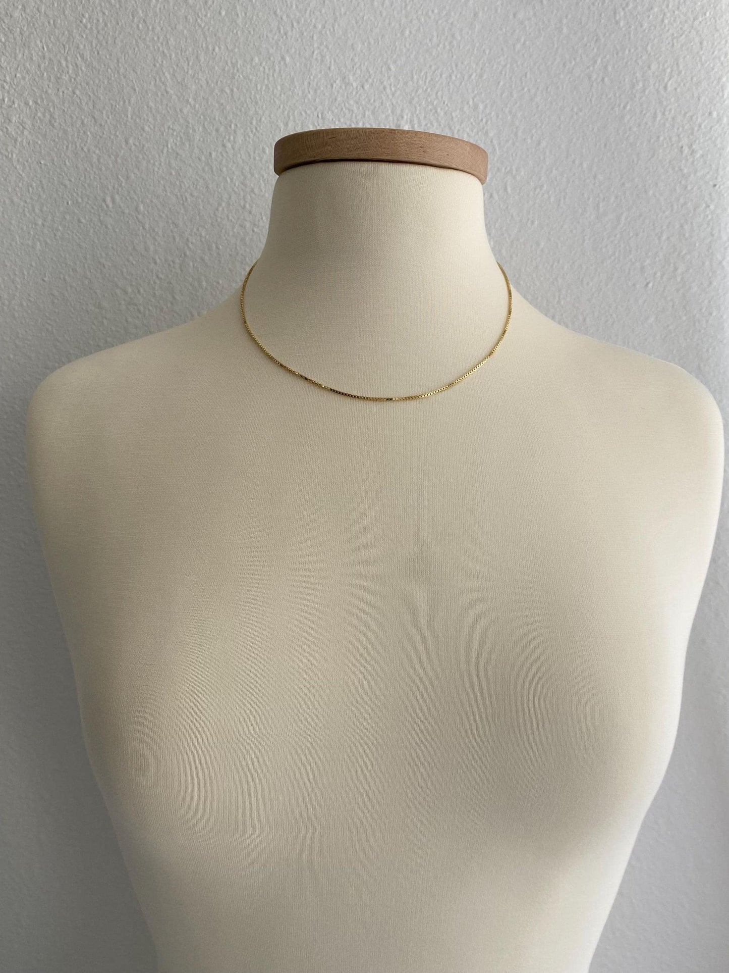 Vintage Solid 14k Yellow Gold Box Chain Necklace - 18.5 inches