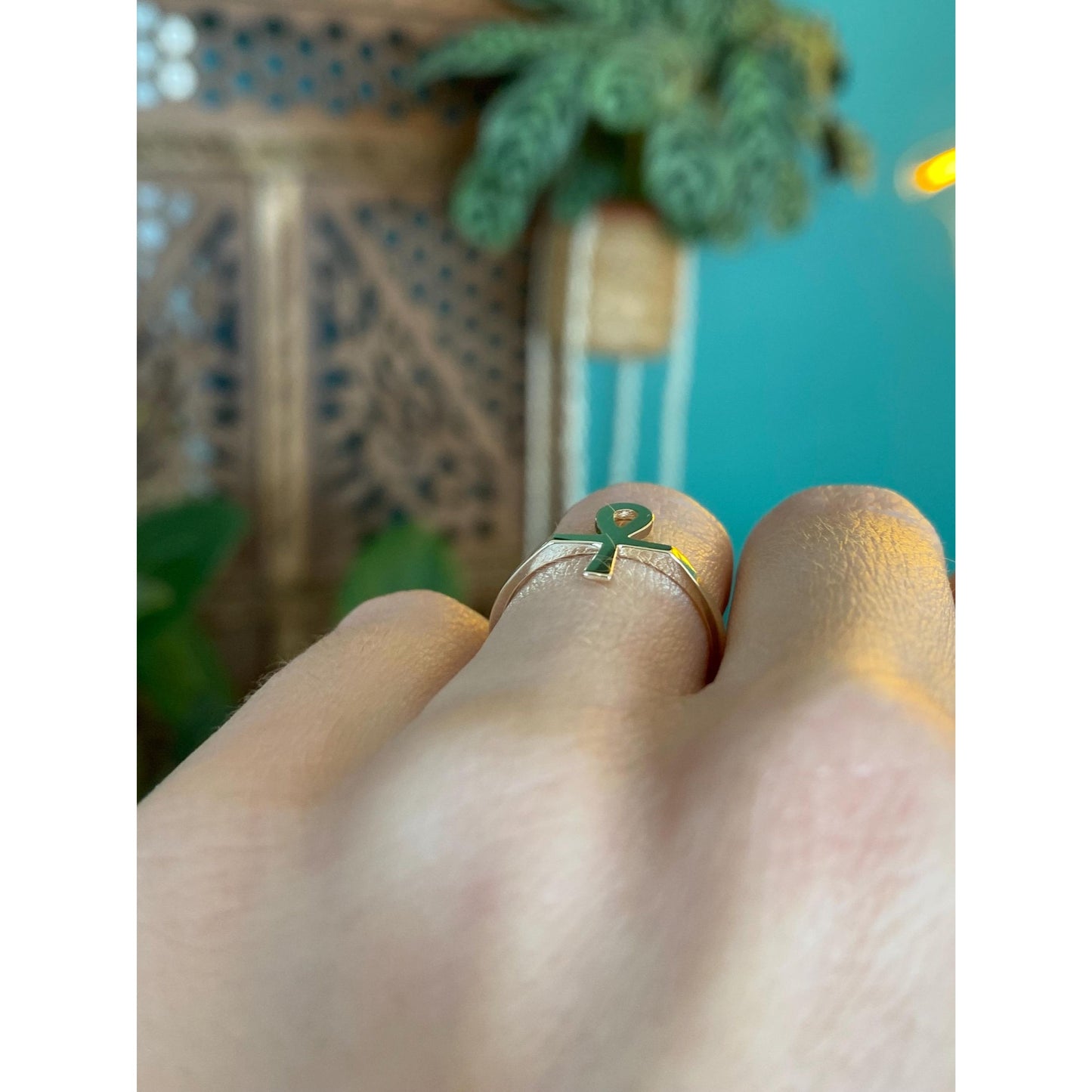 Vintage Solid 10k Yellow Gold Ankh Ring - Size 5.5