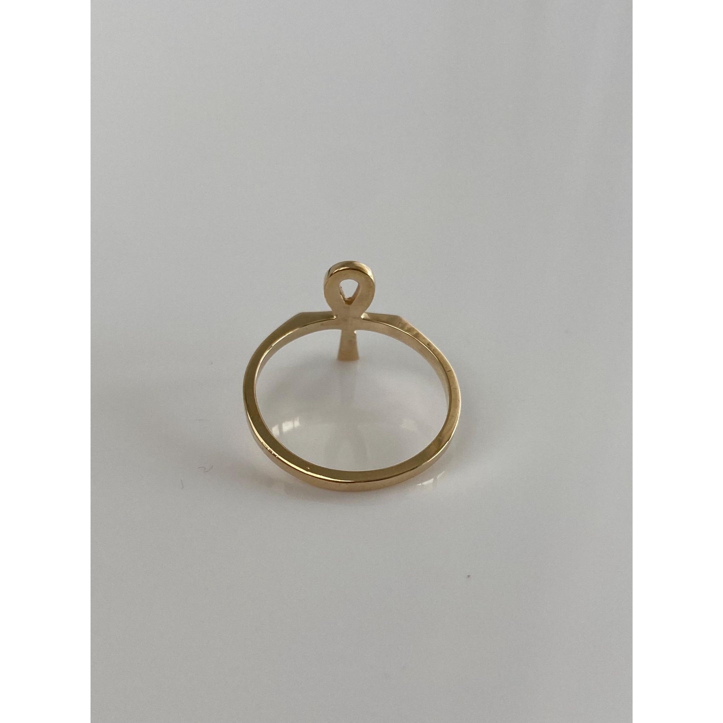 Vintage Solid 10k Yellow Gold Ankh Ring - Size 5.5