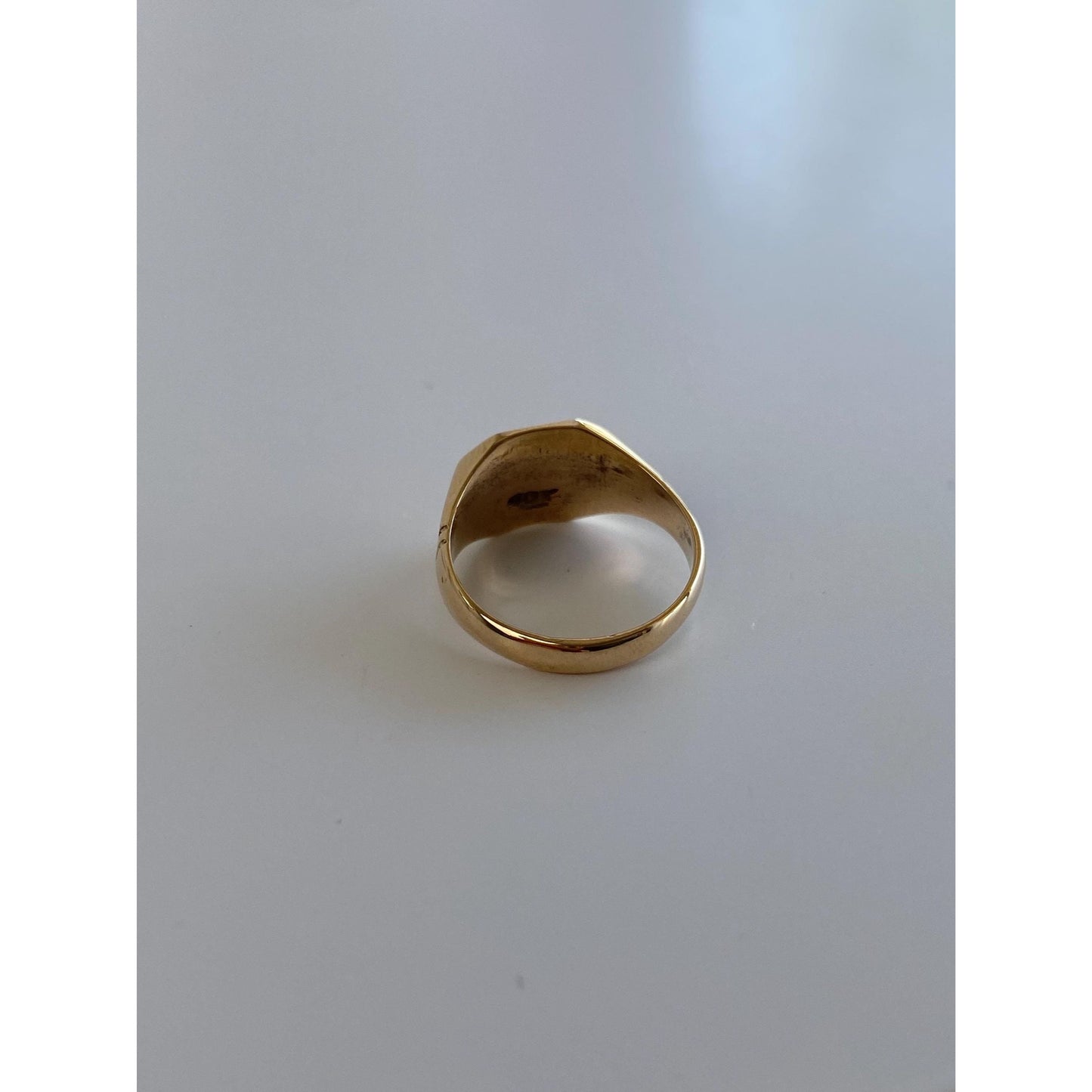 Vintage Solid 10k Yellow Gold Engraved LJA Signet Ring - Size 2.25